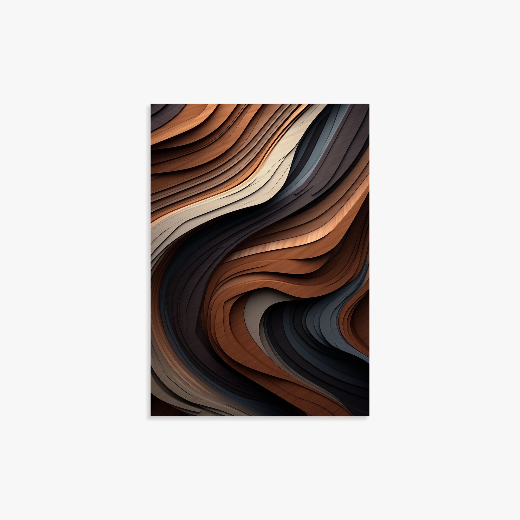 Ebony Swirl — Weathered Wood Abstract Poster – Japandi.Art