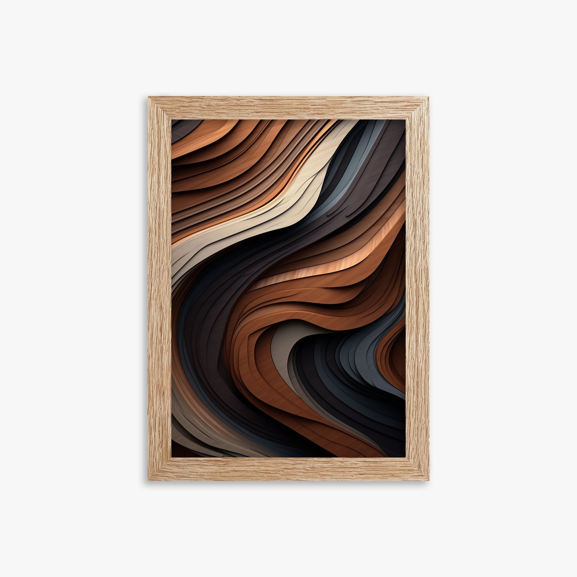 Ebony Swirl, 21x30cm Framed Poster With Raw Oak Frame