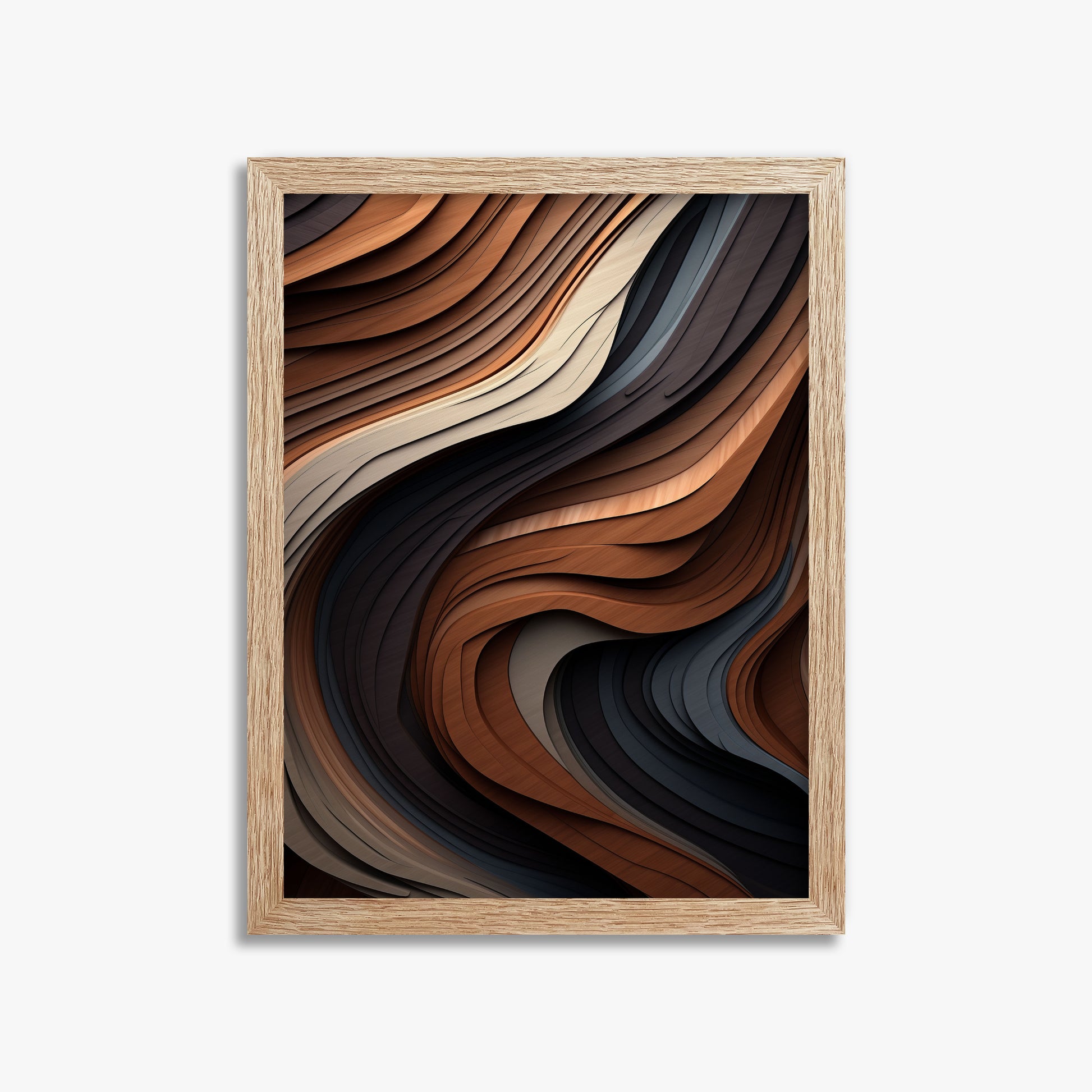 Ebony Swirl, 30x40cm Framed Poster With Raw Oak Frame