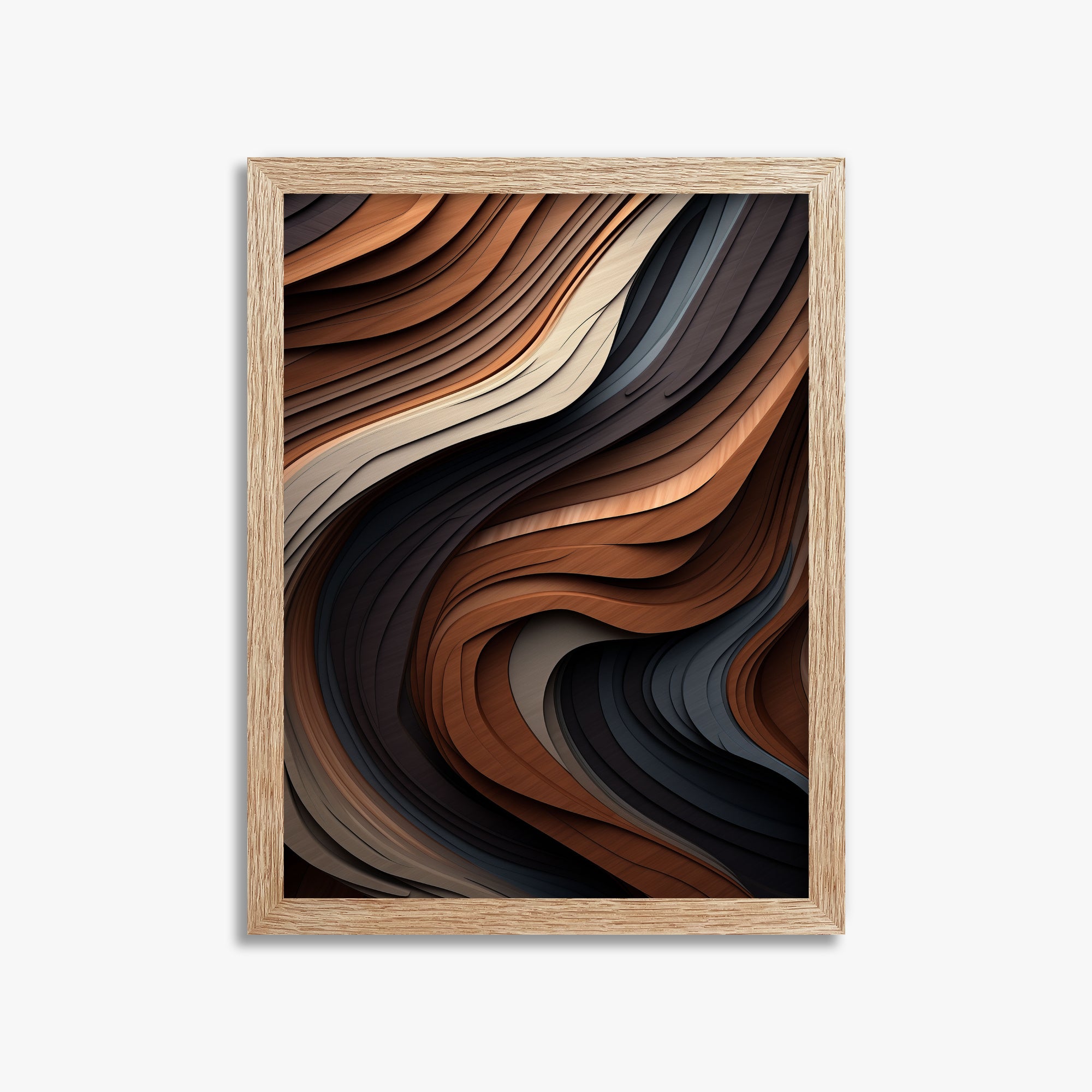 Ebony Swirl, 30x40cm Framed Poster With Raw Oak Frame