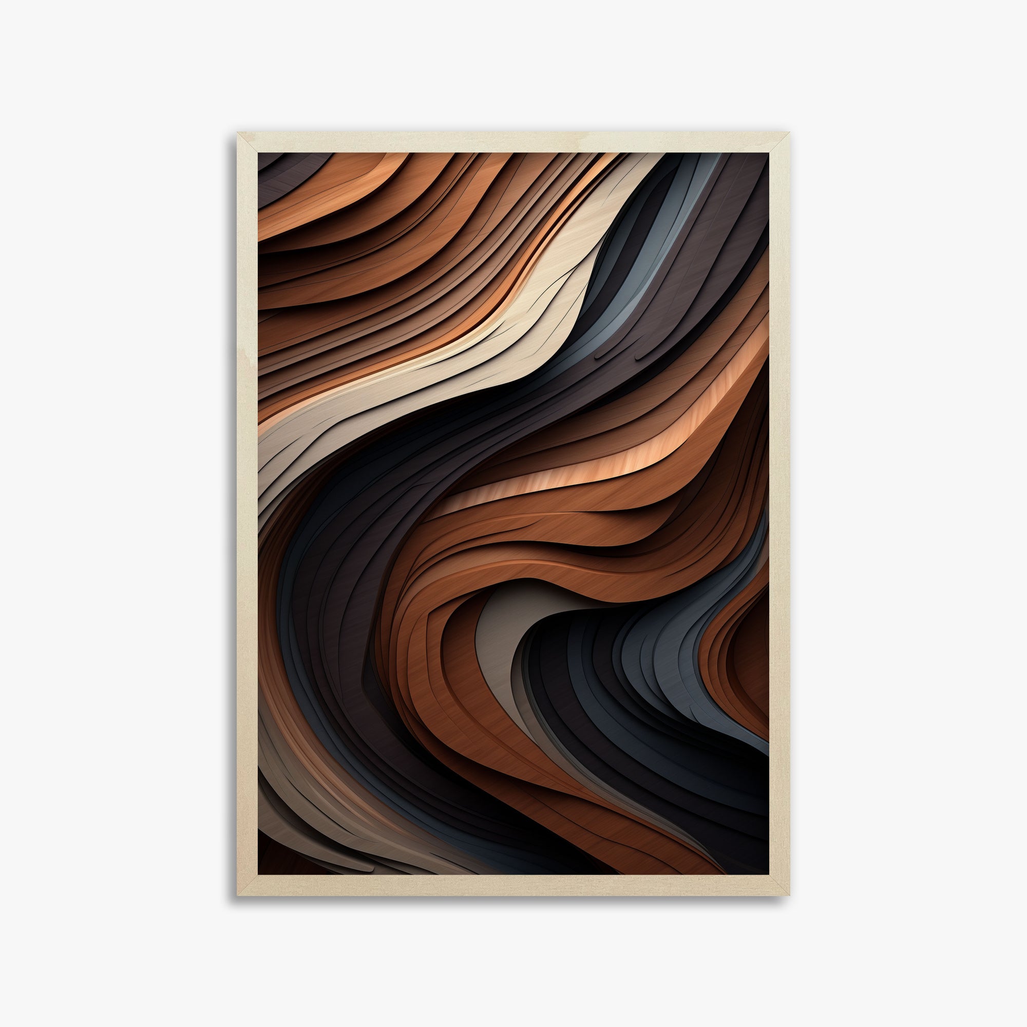 Ebony Swirl, 50x70cm Framed Poster With Lime Wood Frame