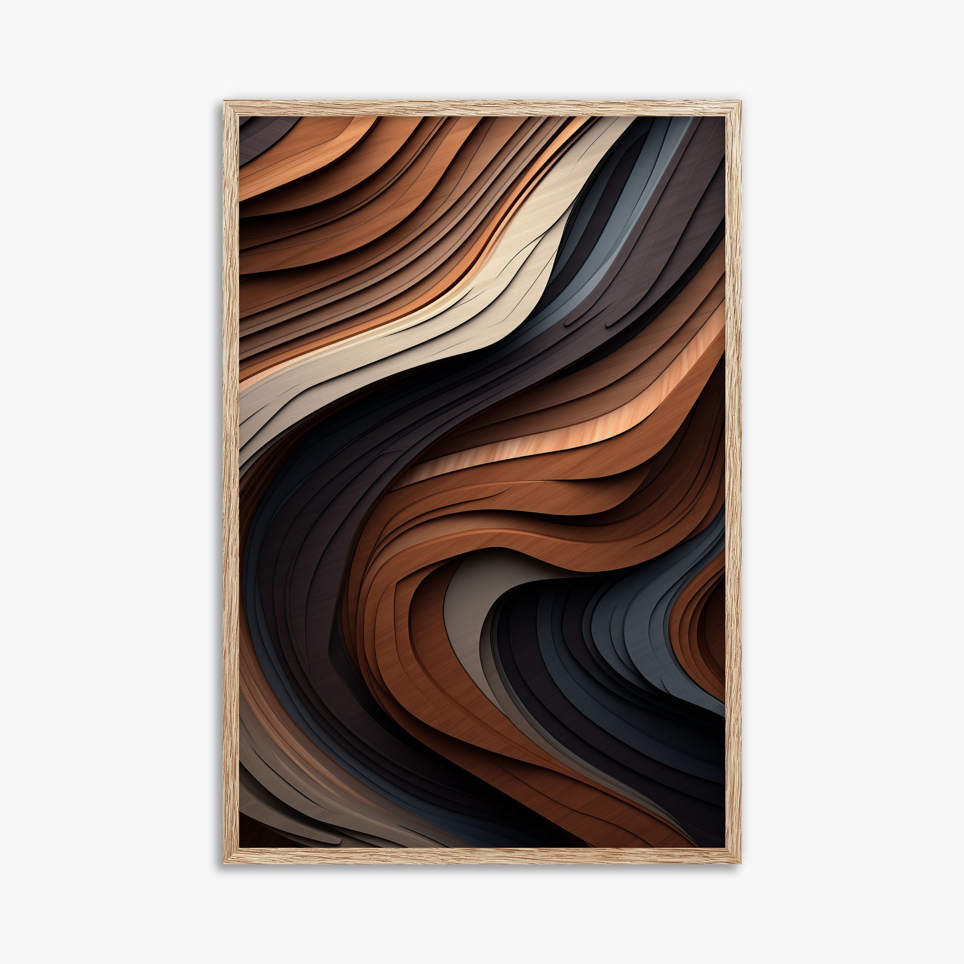Ebony Swirl, 61x91cm Framed Poster With Raw Oak Frame