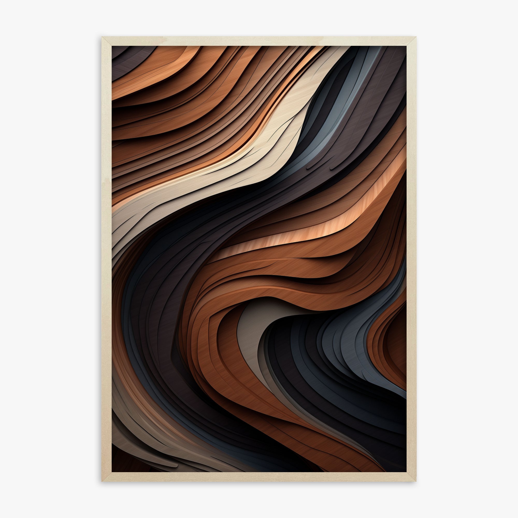 Ebony Swirl, 70x100cm Framed Poster With Lime Wood Frame