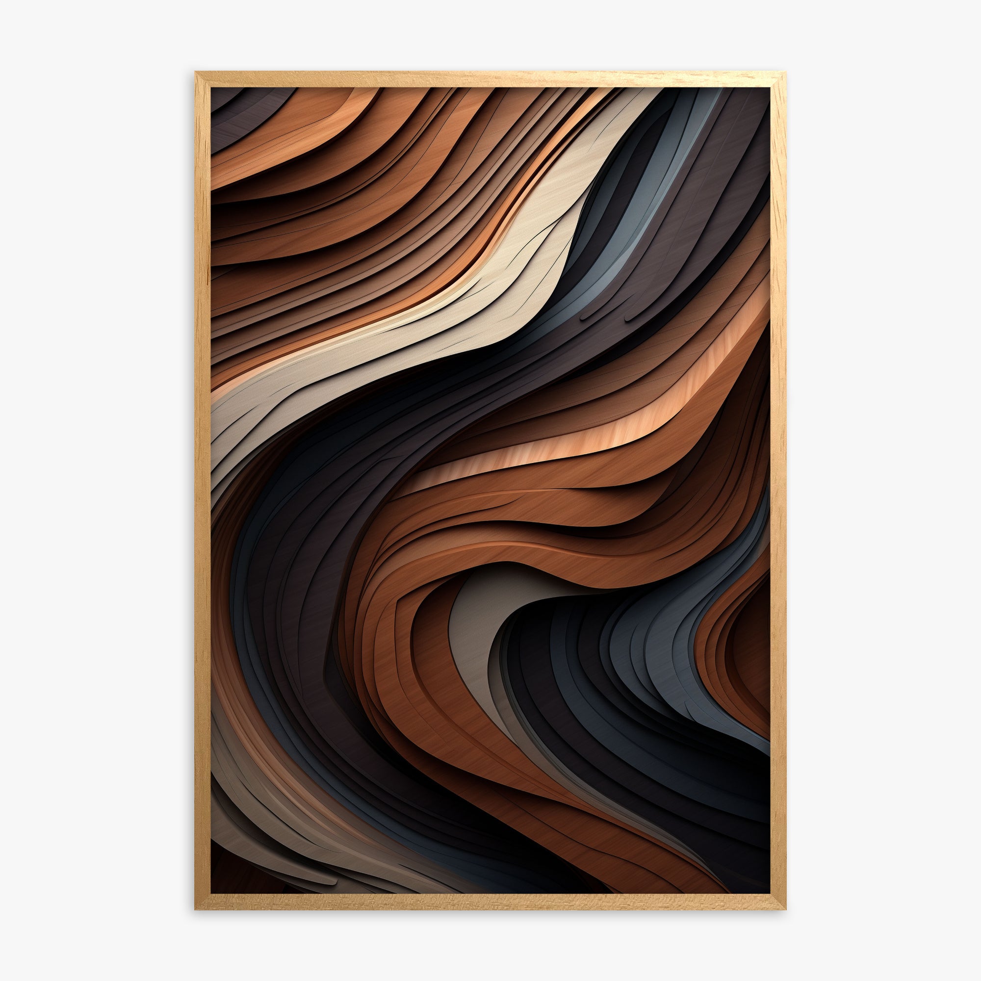 Ebony Swirl, Oak Framed Poster With Oak Frame
