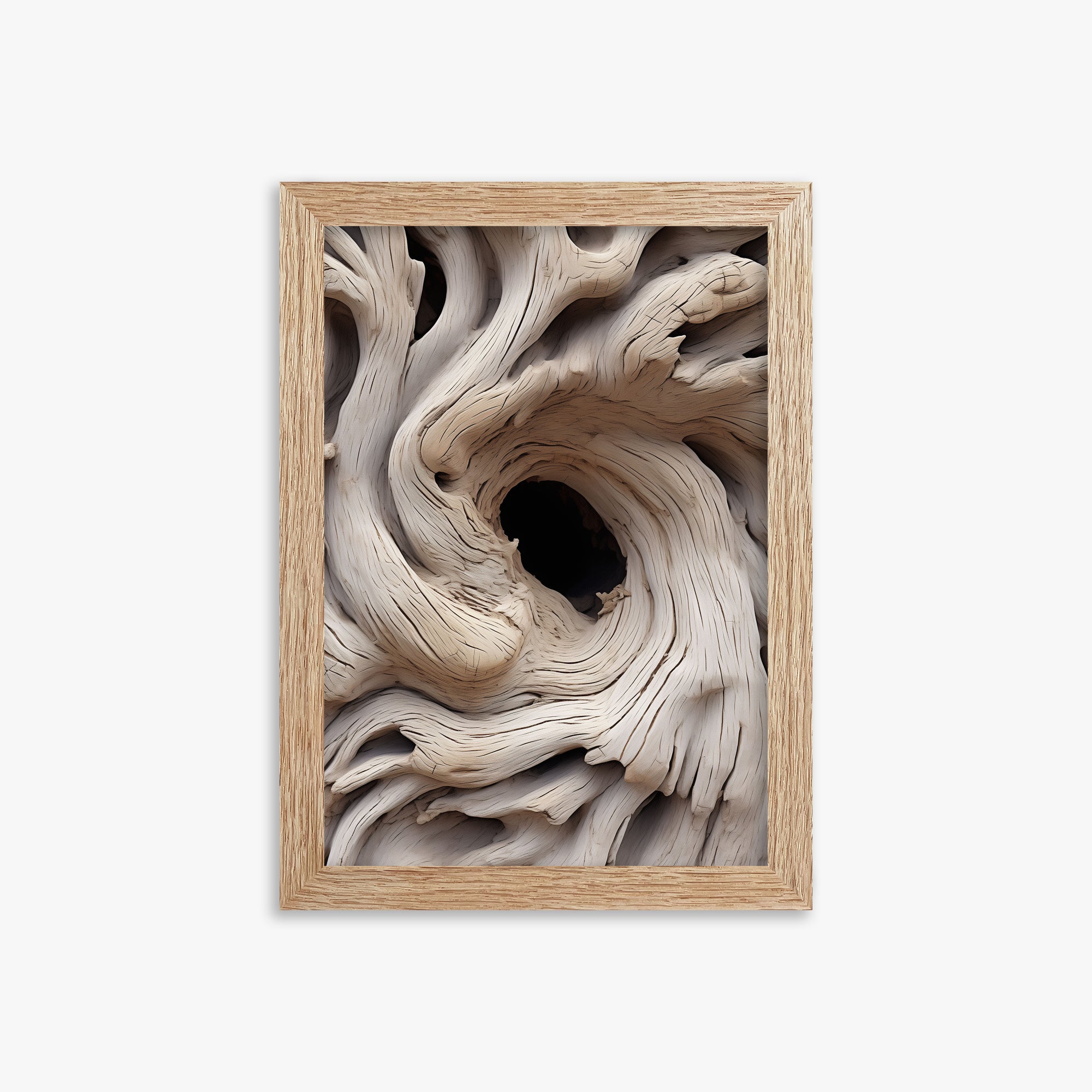 Wood Knot Vortex, 21x30cm Framed Poster With Raw Oak Frame