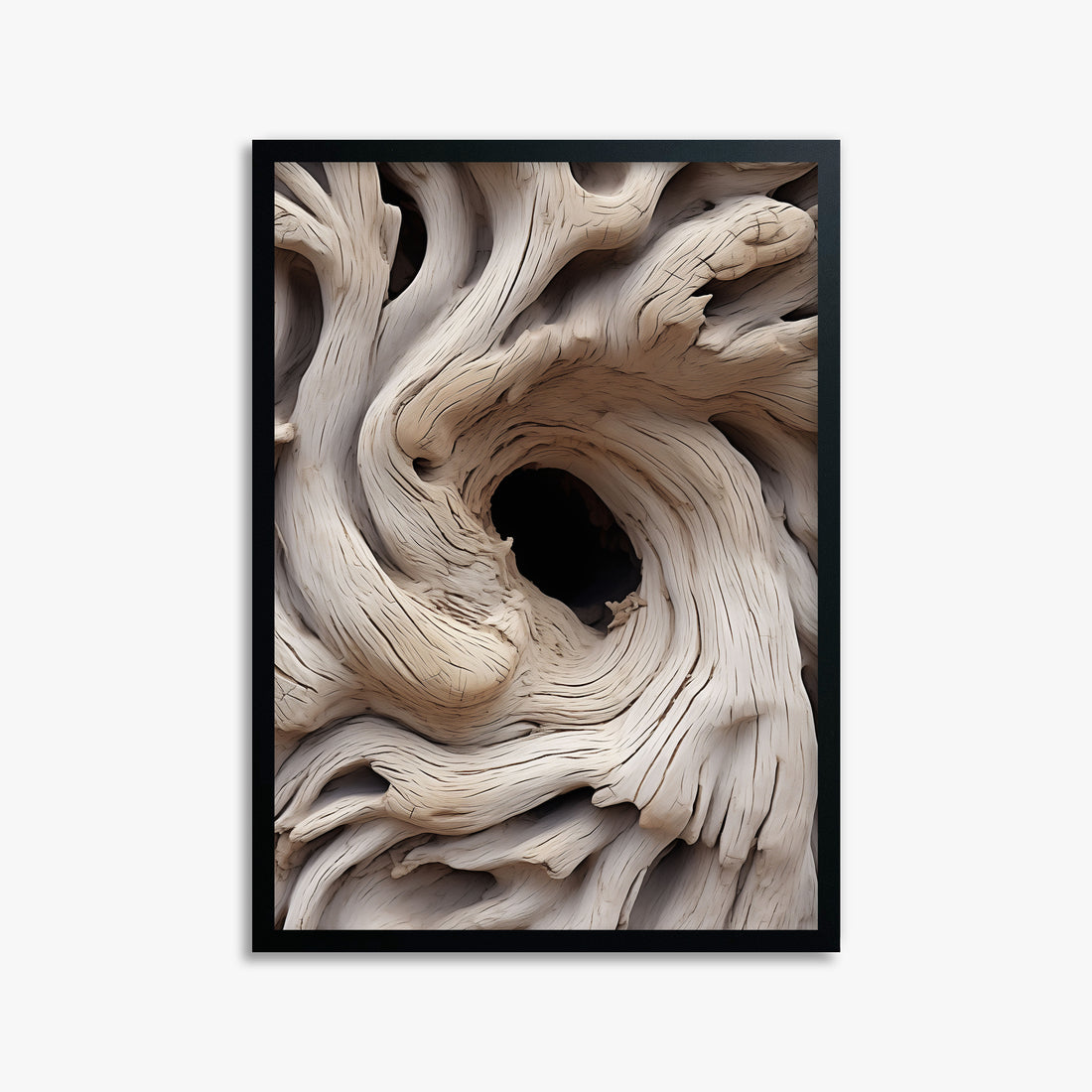 Wood Knot Vortex, 50x70cm Framed Poster With Black Frame