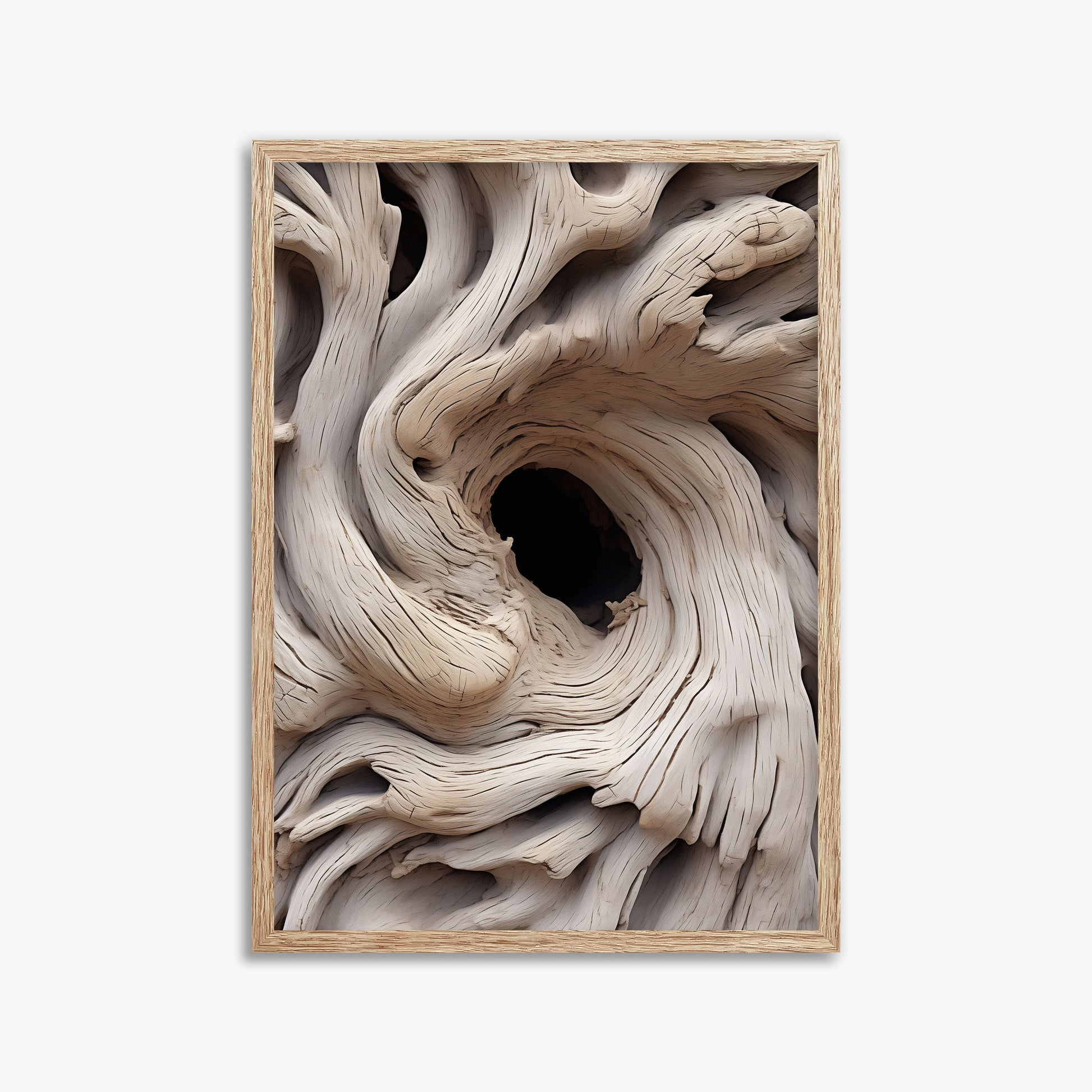 Wood Knot Vortex, 50x70cm Framed Poster With Raw Oak Frame
