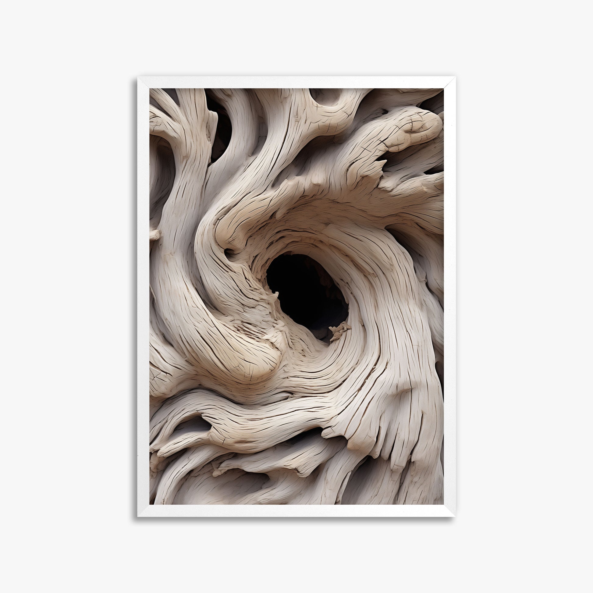 Wood Knot Vortex, 50x70cm Framed Poster With White Frame