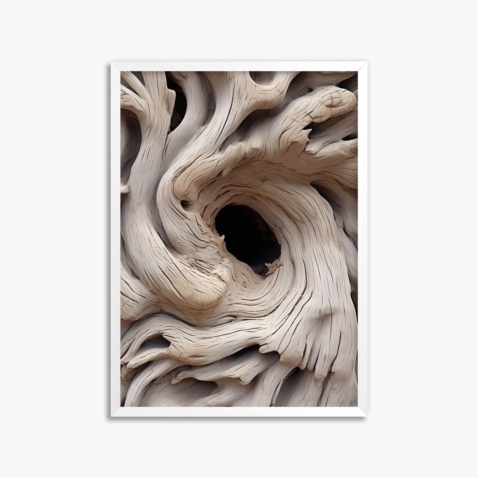 Wood Knot Vortex, 50x70cm Framed Poster With White Frame