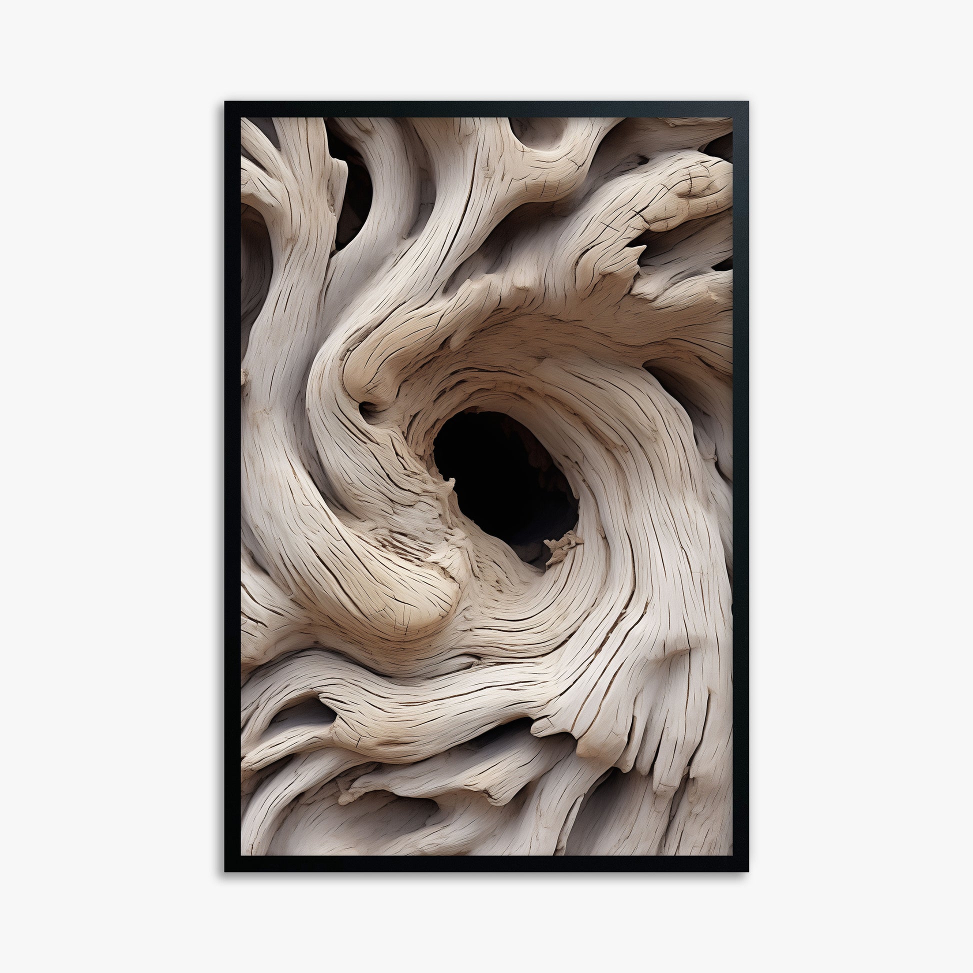 Wood Knot Vortex, 61x91cm Framed Poster With Black Frame