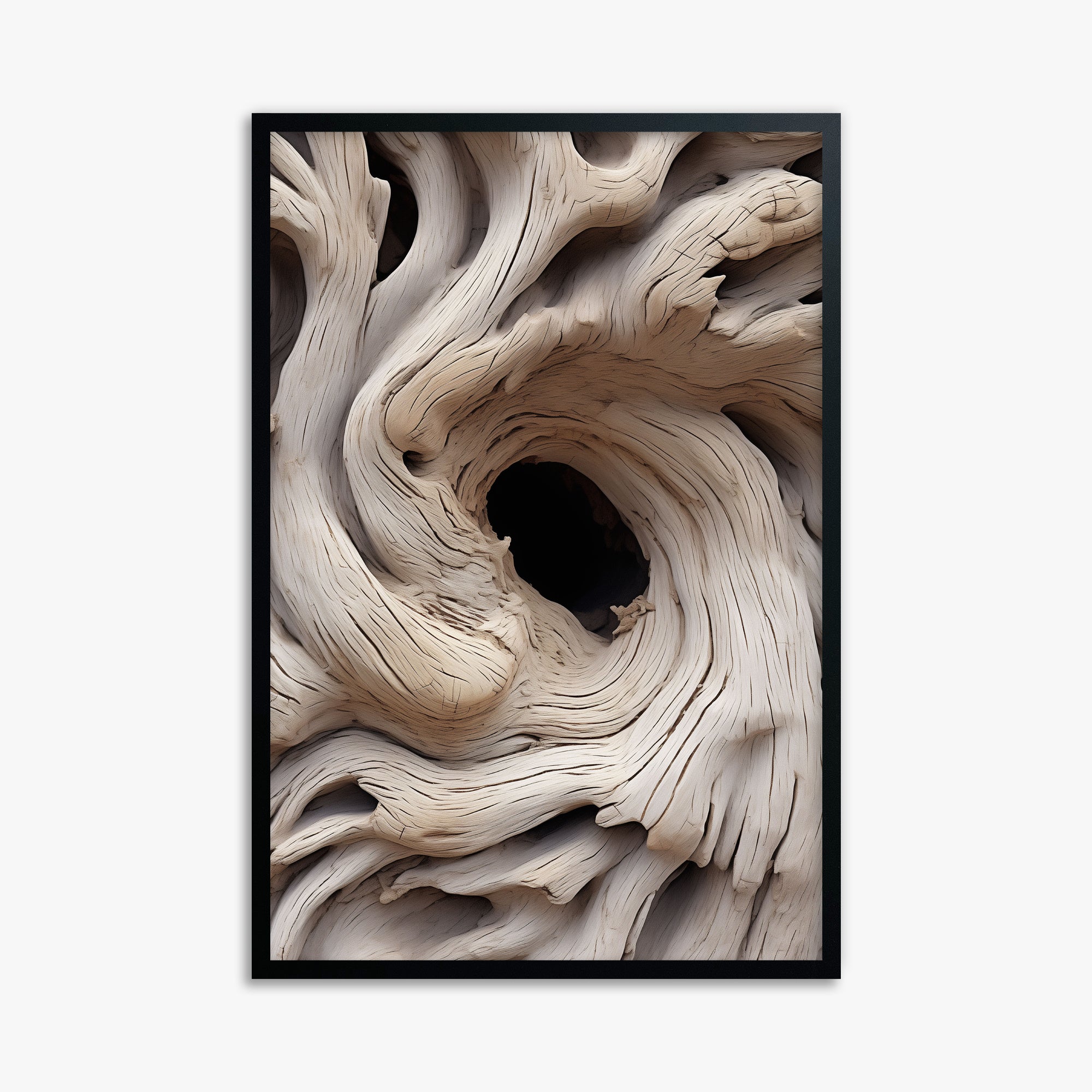 Wood Knot Vortex, 61x91cm Framed Poster With Black Frame