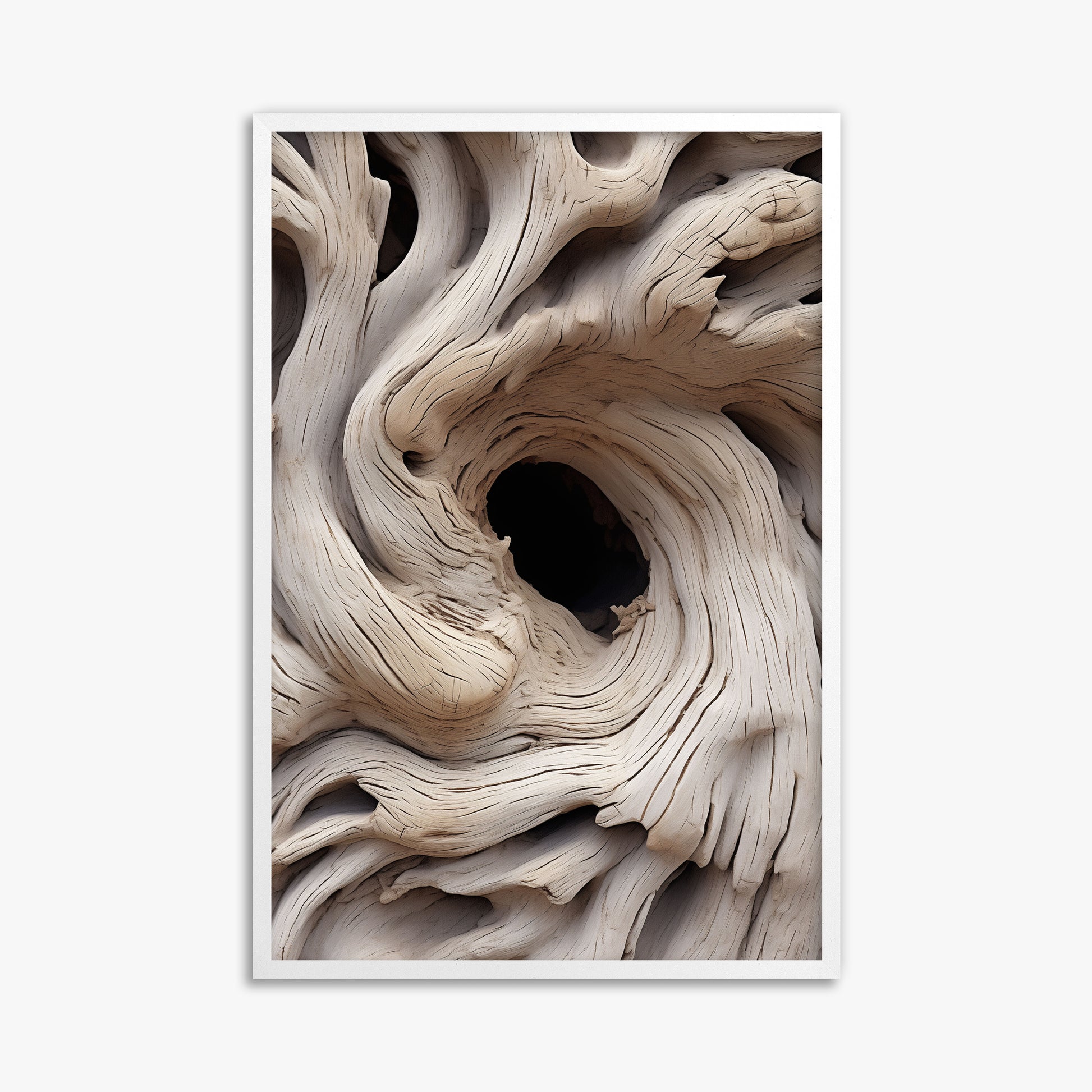 Wood Knot Vortex, 61x91cm Framed Poster With White Frame