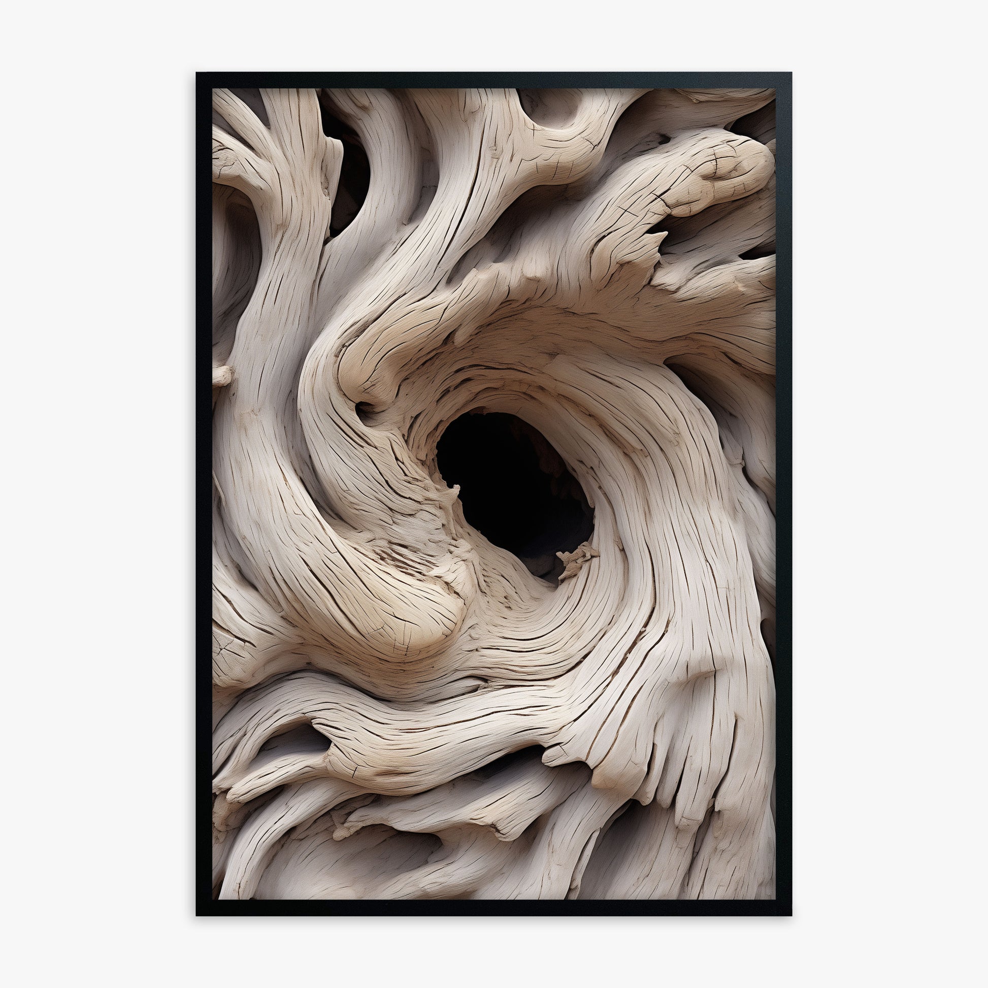Wood Knot Vortex, Black Framed Poster With Black Frame
