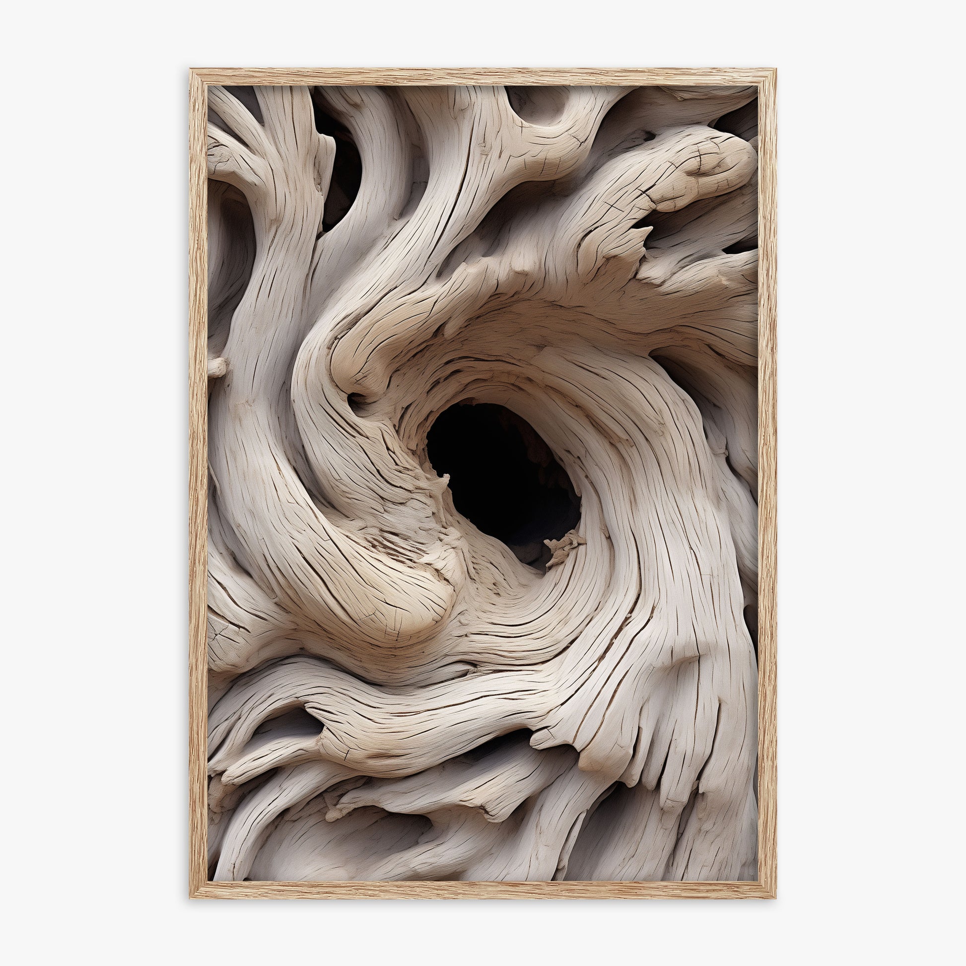 Wood Knot Vortex, 70x100cm Framed Poster With Raw Oak Frame