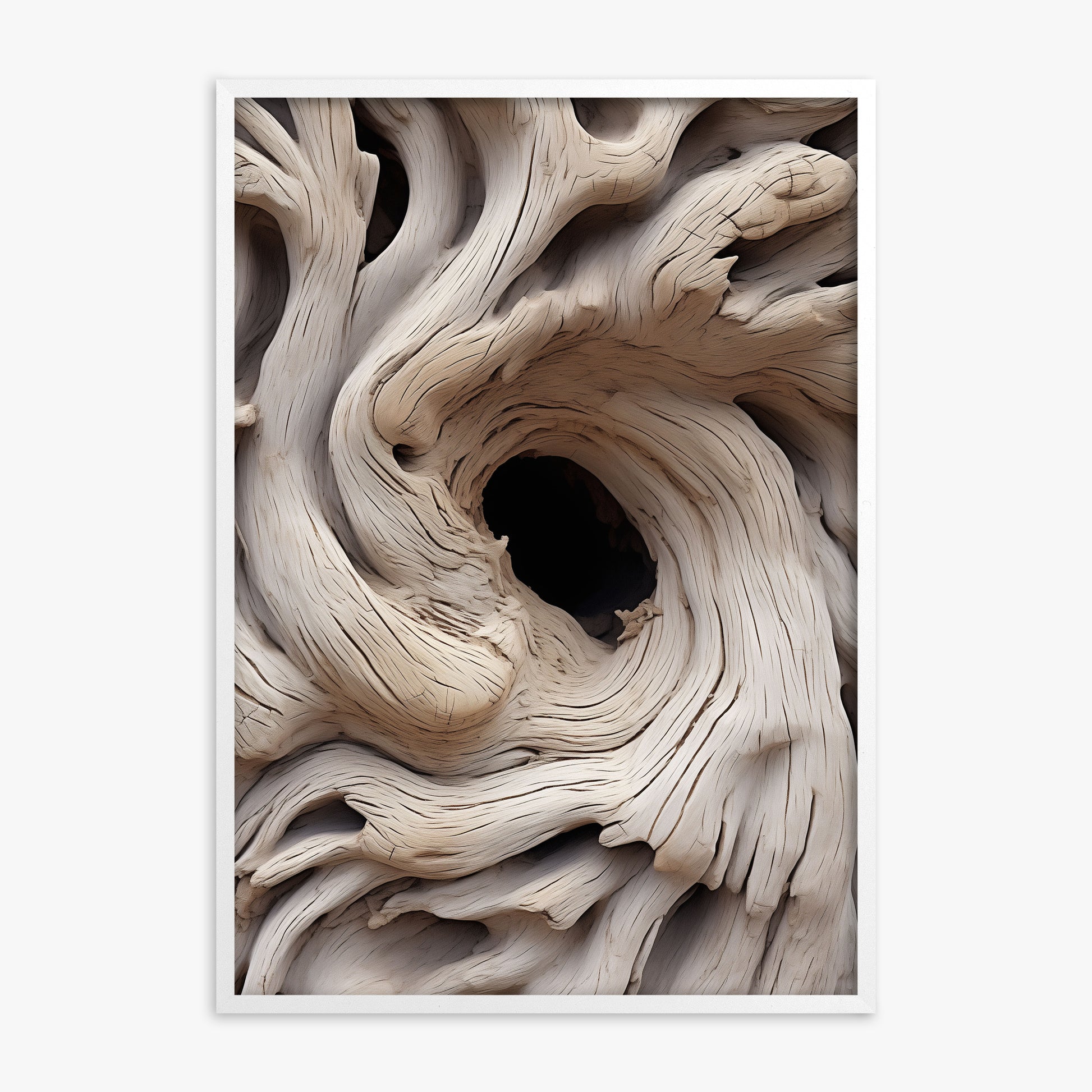 Wood Knot Vortex, White Framed Poster With White Frame