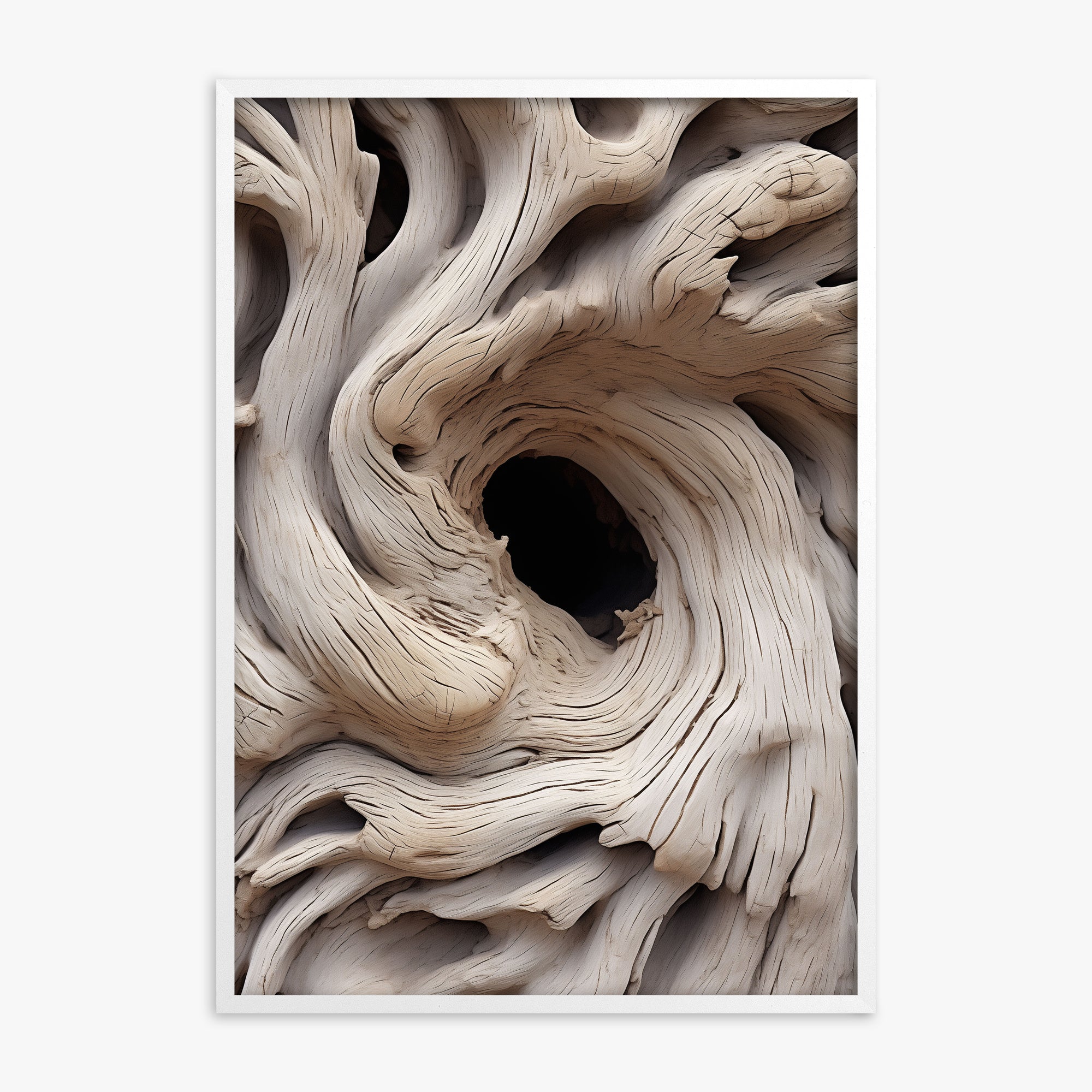 Wood Knot Vortex, White Framed Poster With White Frame