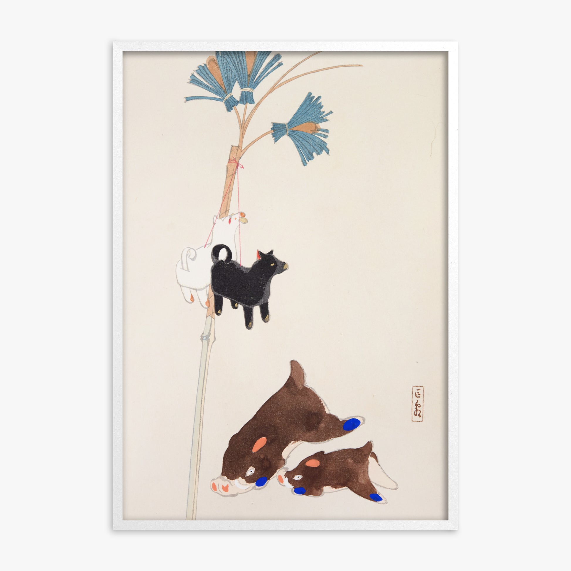 Kawasaki Kyosen: Kyosen’s Collected Illustrations of Japanese Toys Nr. 2 ("Japanese Festival Trinkets"), White Framed Art Reproduction With White Frame