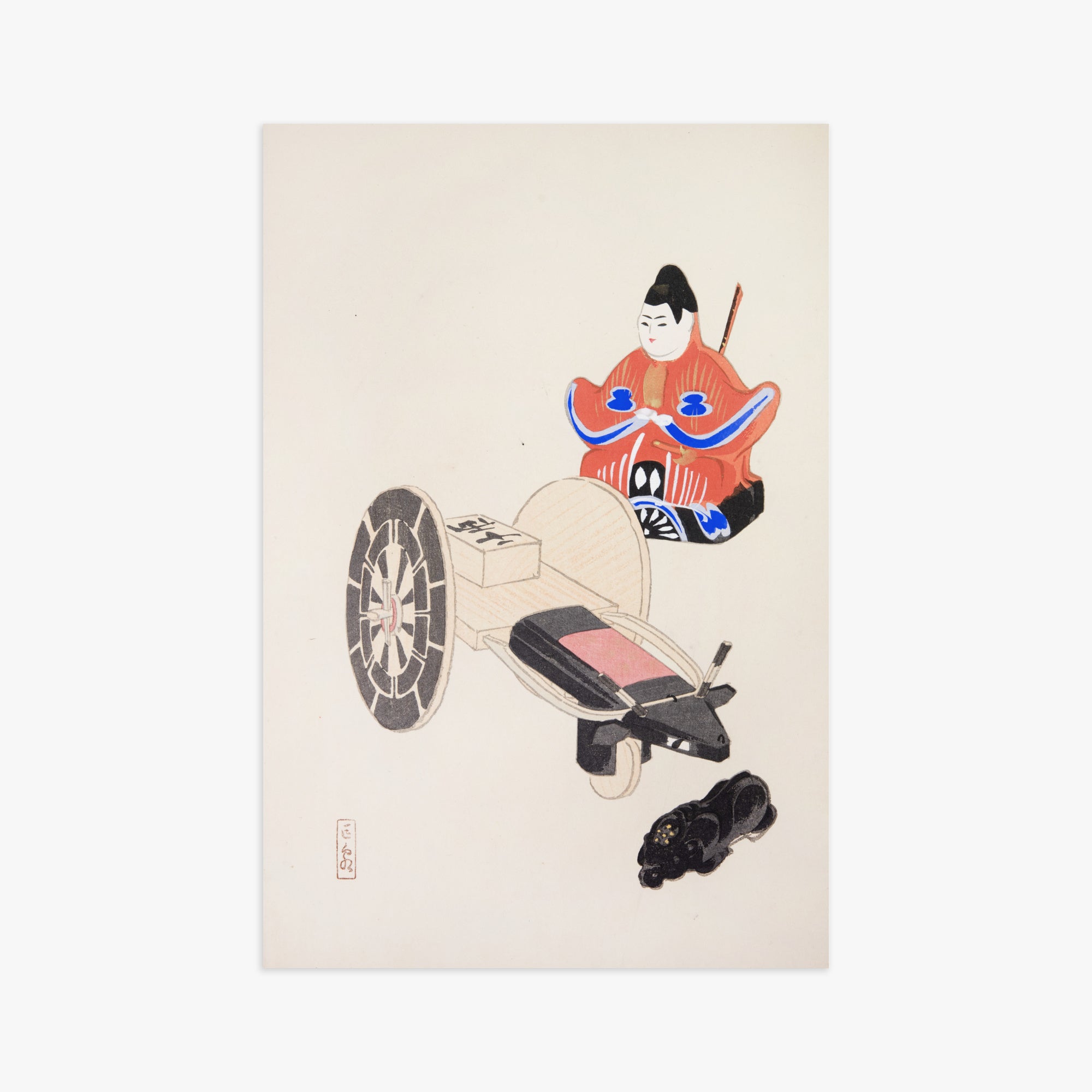 Kawasaki Kyosen: Kyosen’s Collected Illustrations of Japanese Toys Nr. 3 ("Ancient Toymaker"), 61x91cm Art Reproduction Unframed