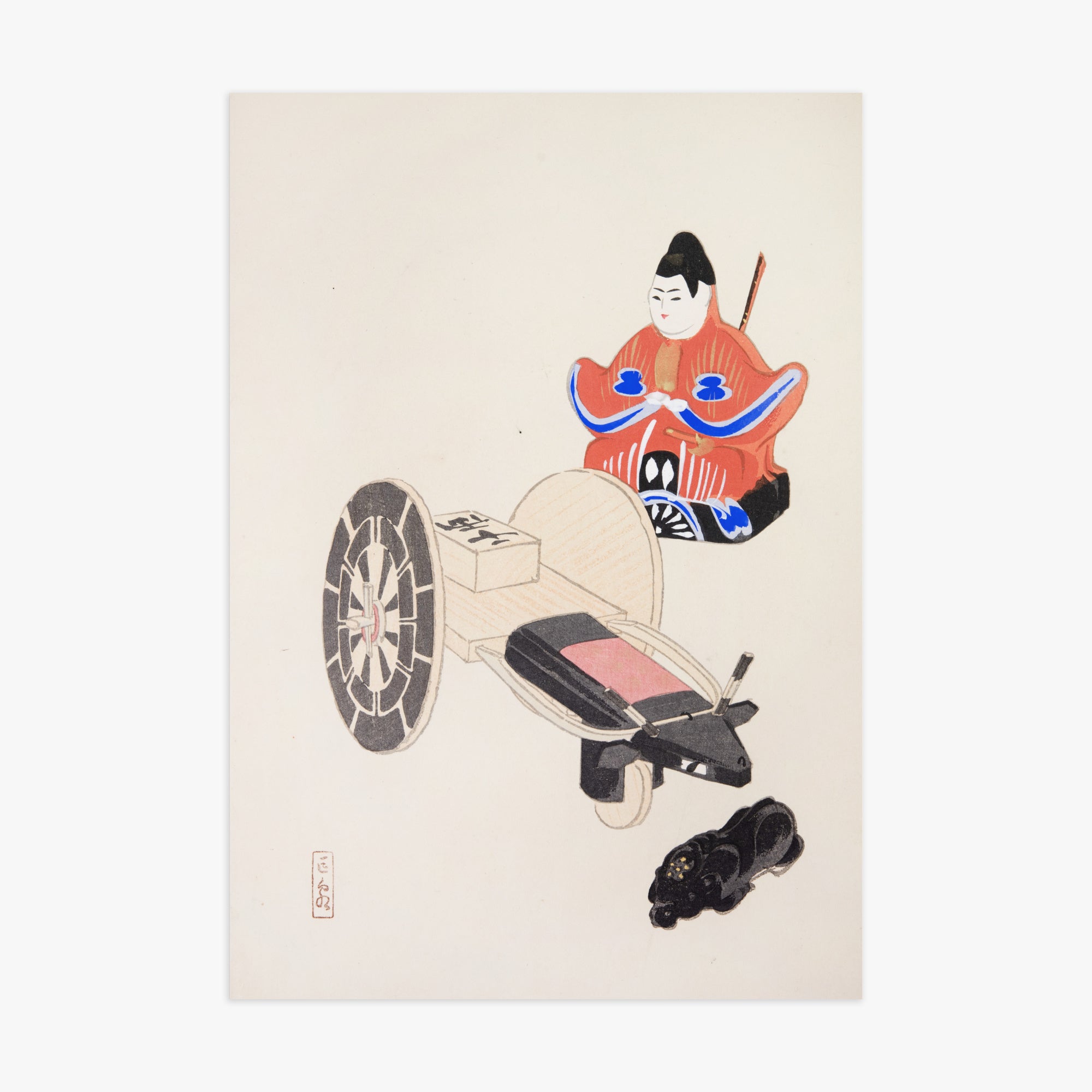 Kawasaki Kyosen: Kyosen’s Collected Illustrations of Japanese Toys Nr. 3 ("Ancient Toymaker"), 70x100cm Art Reproduction Unframed
