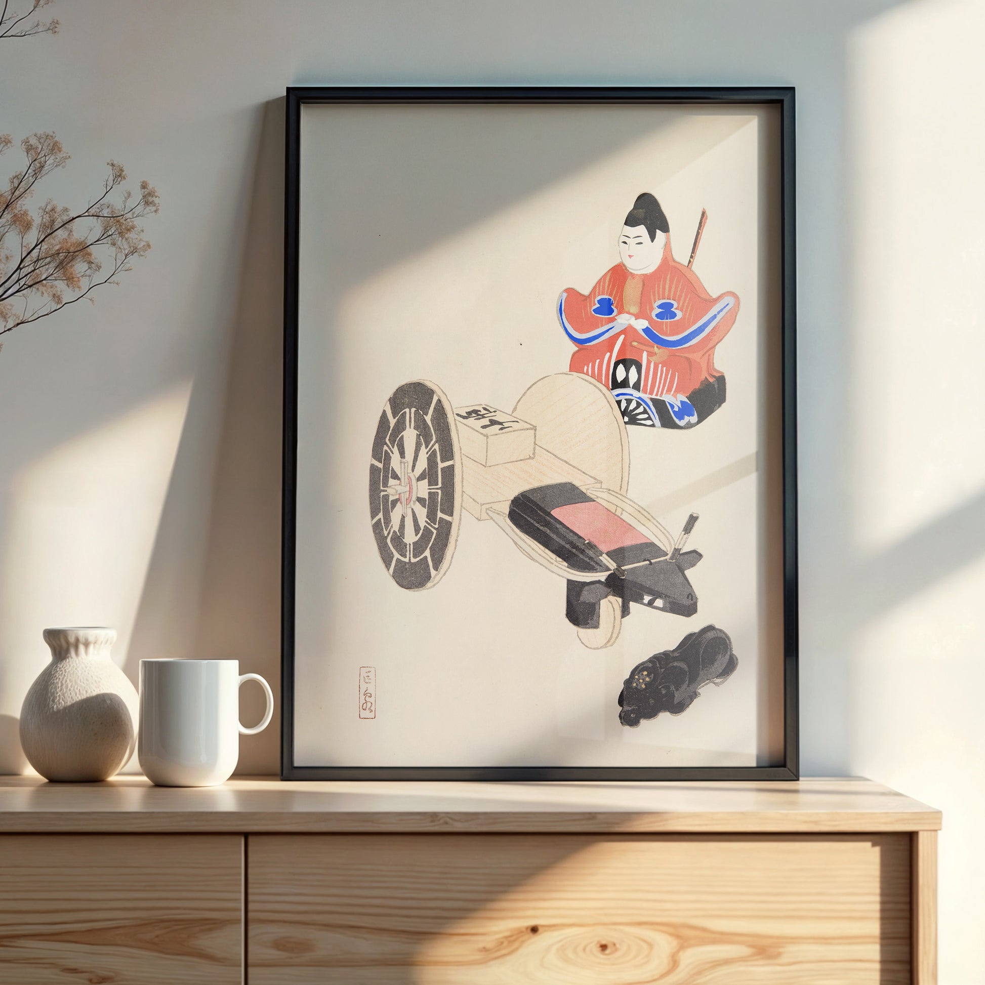 Design Concept No. 22 for Kawasaki Kyosen: Kyosen’s Collected Illustrations of Japanese Toys Nr. 3 ("Ancient Toymaker") Japanese Wall Art