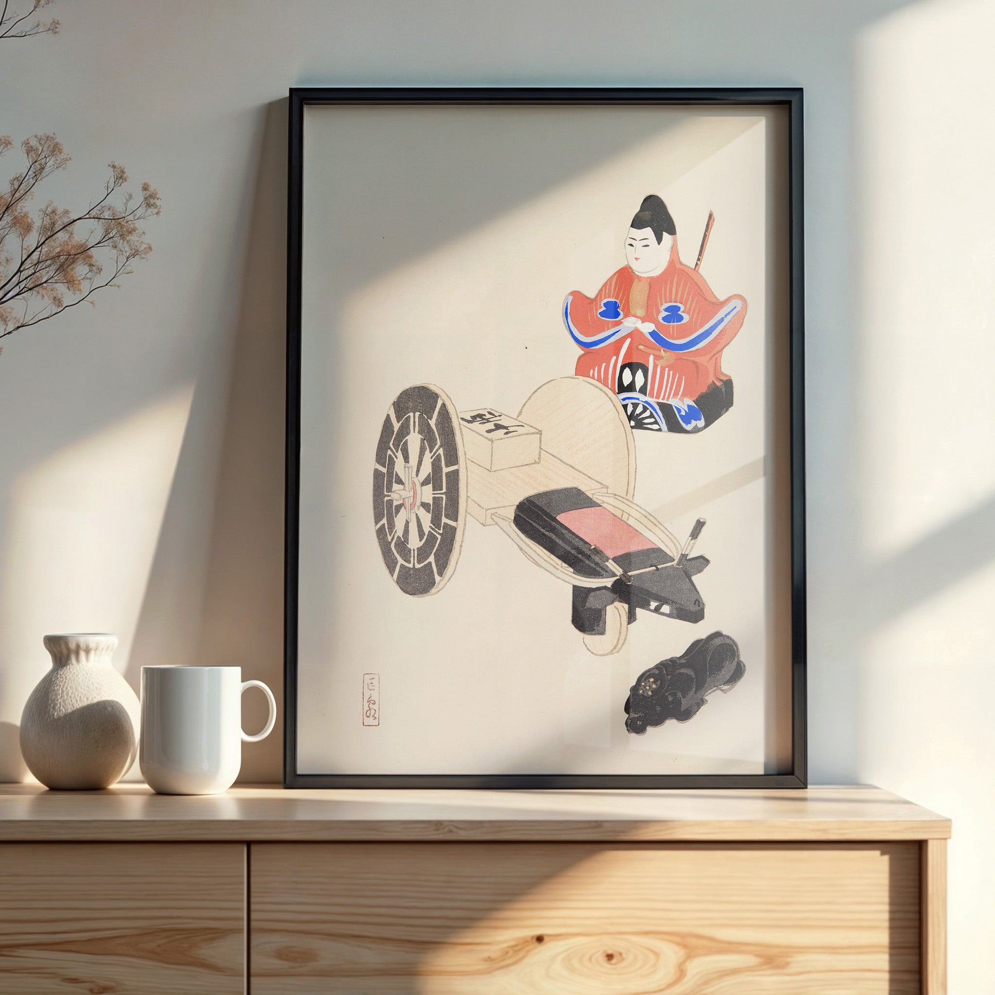 Design Concept No. 22 for Kawasaki Kyosen: Kyosen’s Collected Illustrations of Japanese Toys Nr. 3 ("Ancient Toymaker") Japanese Wall Art