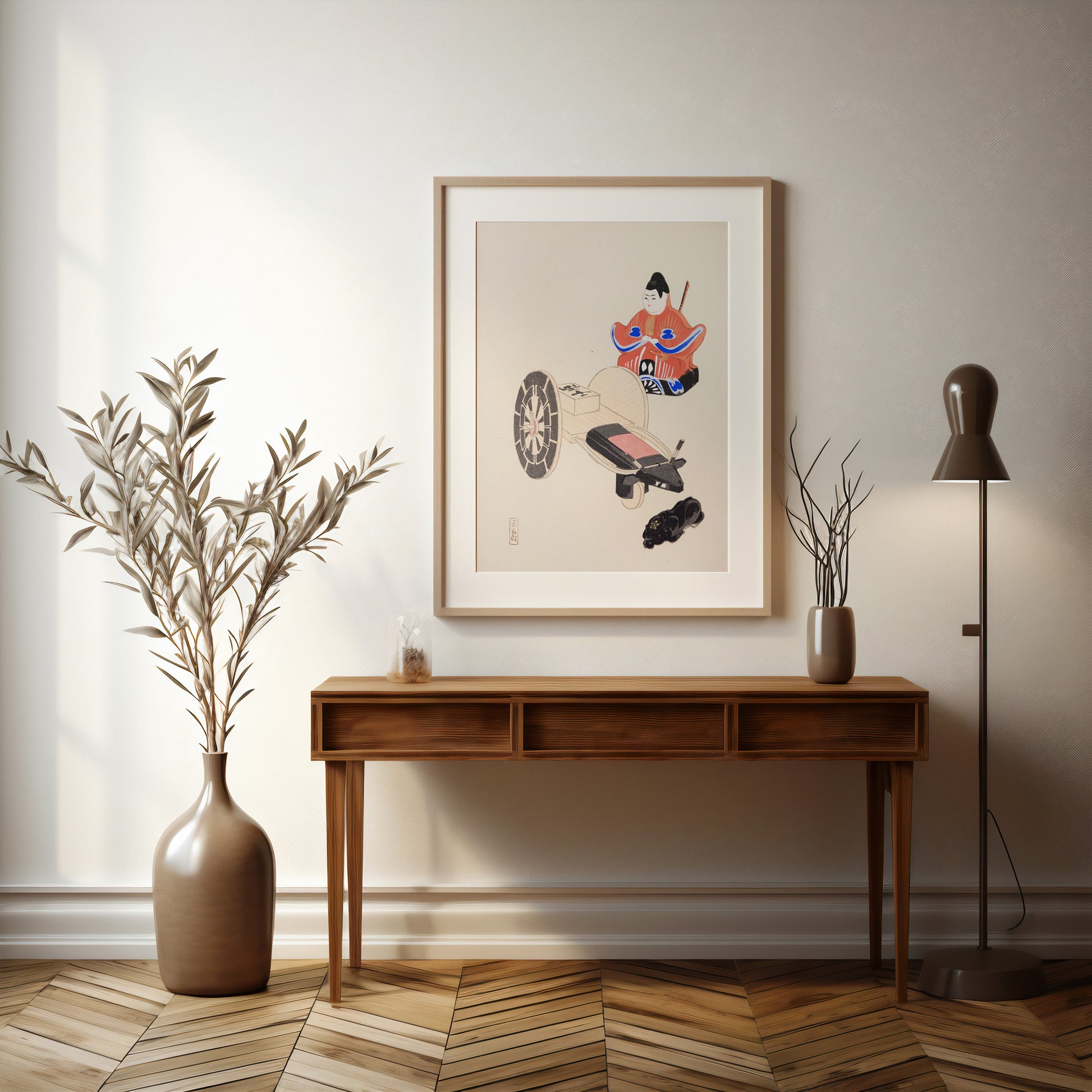 Design Concept No. 37 for Kawasaki Kyosen: Kyosen’s Collected Illustrations of Japanese Toys Nr. 3 ("Ancient Toymaker") Japanese Wall Art