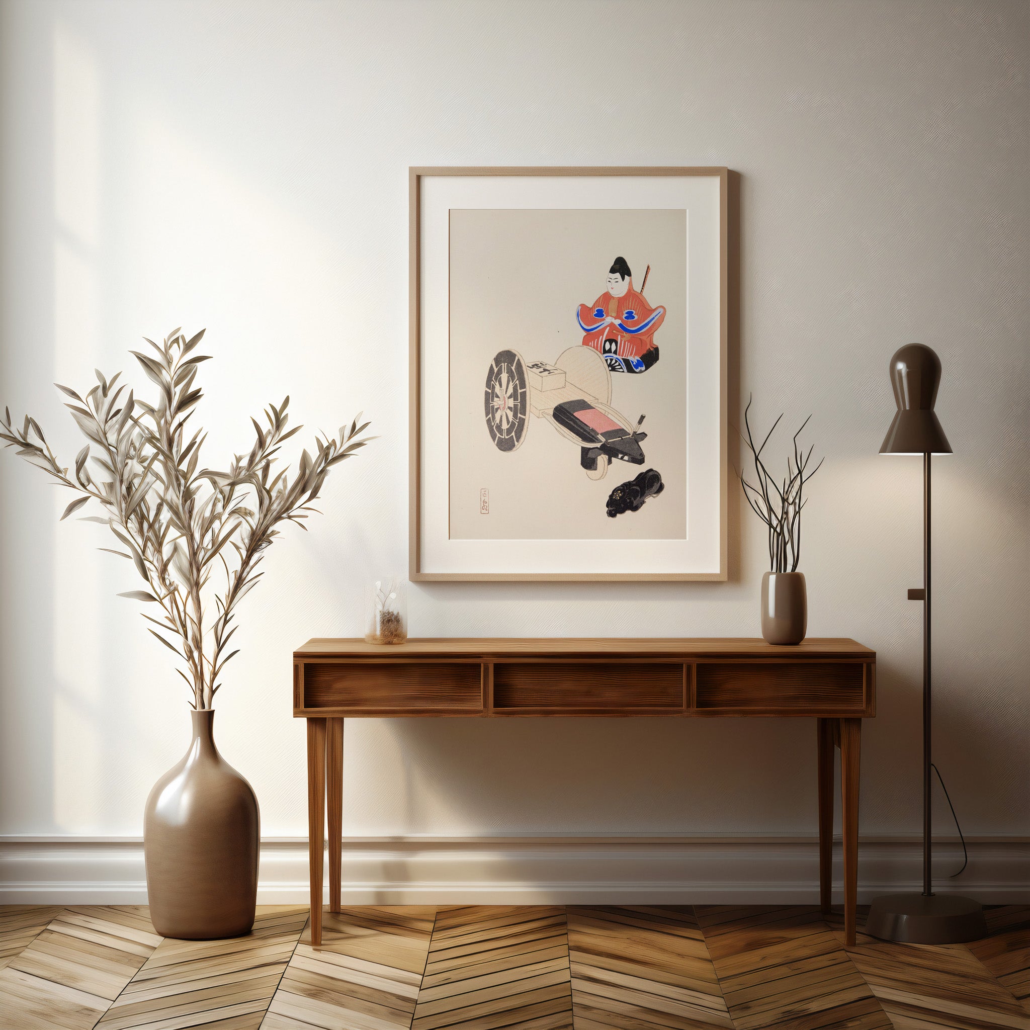 Design Concept No. 37 for Kawasaki Kyosen: Kyosen’s Collected Illustrations of Japanese Toys Nr. 3 ("Ancient Toymaker") Japanese Wall Art
