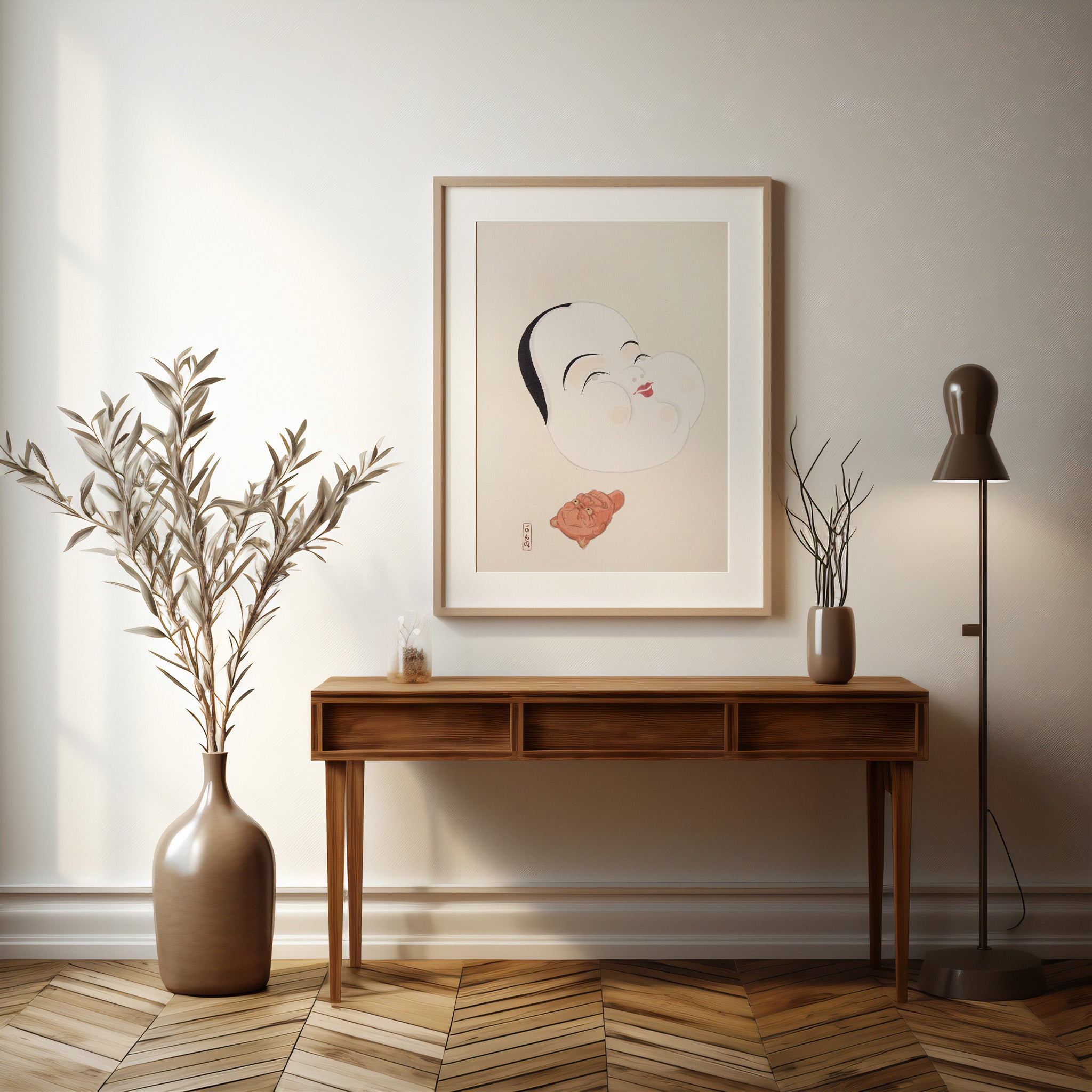 Design Concept No. 37 for Kawasaki Kyosen: Kyosen’s Collected Illustrations of Japanese Toys Nr. 4 ("Joyful Spirit Mask") Japanese Wall Art