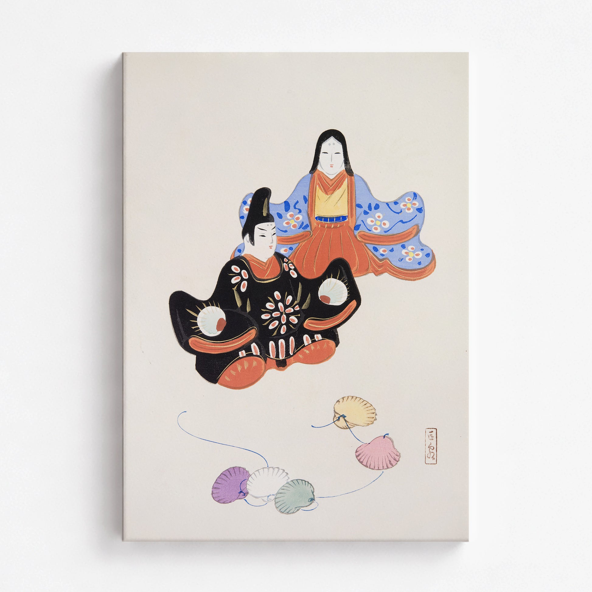 Kawasaki Kyosen: Kyosen’s Collected Illustrations of Japanese Toys Nr. 5 ("Serene Harmony Oriental Art"), 70x100cm Satin Canvas Art Reproduction