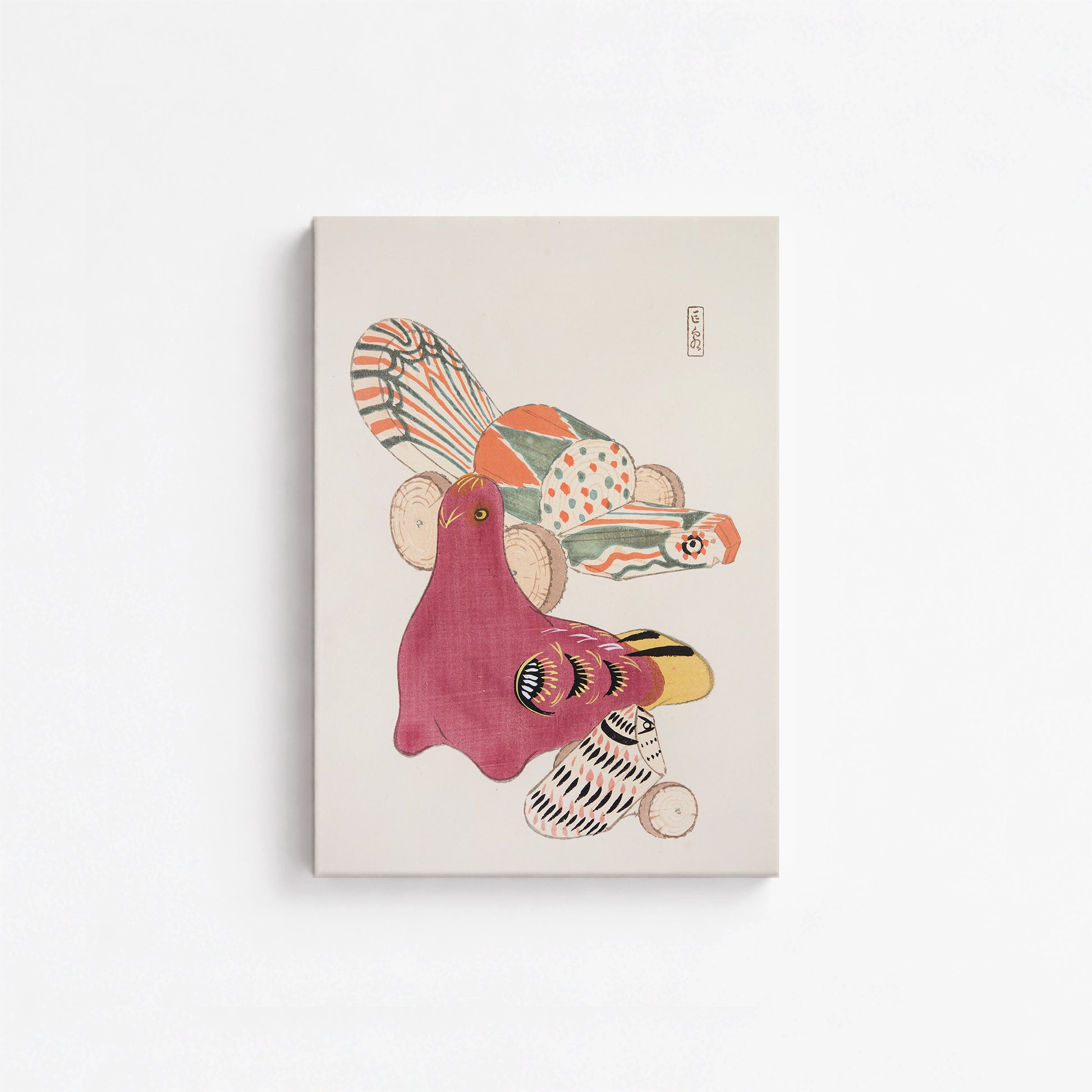 Kawasaki Kyosen: Kyosen’s Collected Illustrations of Japanese Toys Nr. 6 ("Patchwork Bird"), 21x30cm Satin Canvas Art Reproduction