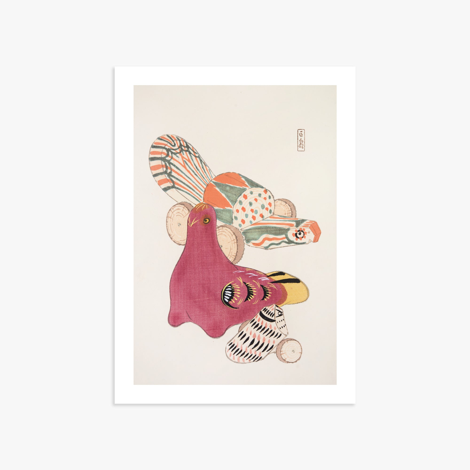 Kawasaki Kyosen: Kyosen’s Collected Illustrations of Japanese Toys Nr. 6 ("Patchwork Bird"), 50x70cm Art Reproduction Unframed