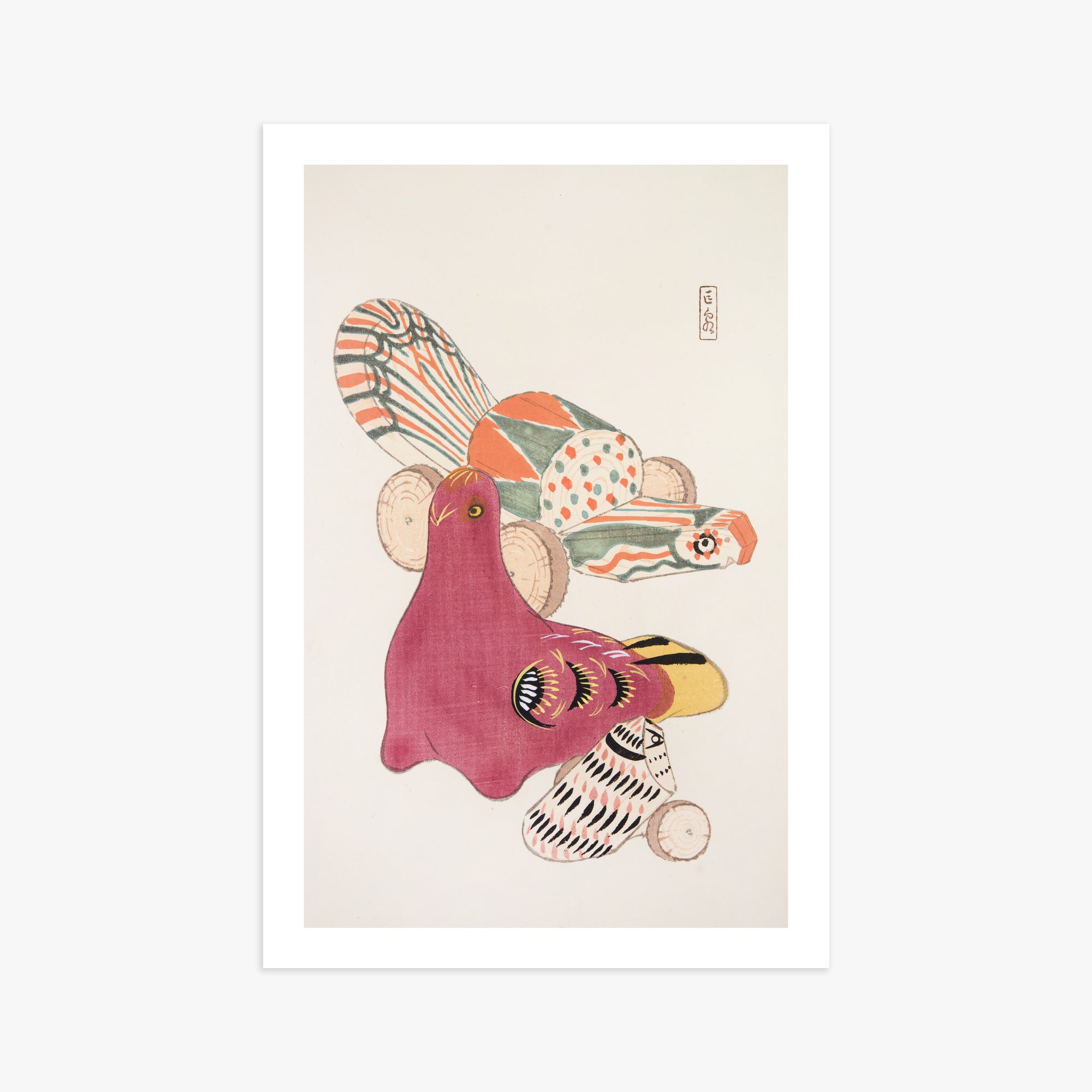 Kawasaki Kyosen: Kyosen’s Collected Illustrations of Japanese Toys Nr. 6 ("Patchwork Bird"), 61x91cm Art Reproduction Unframed