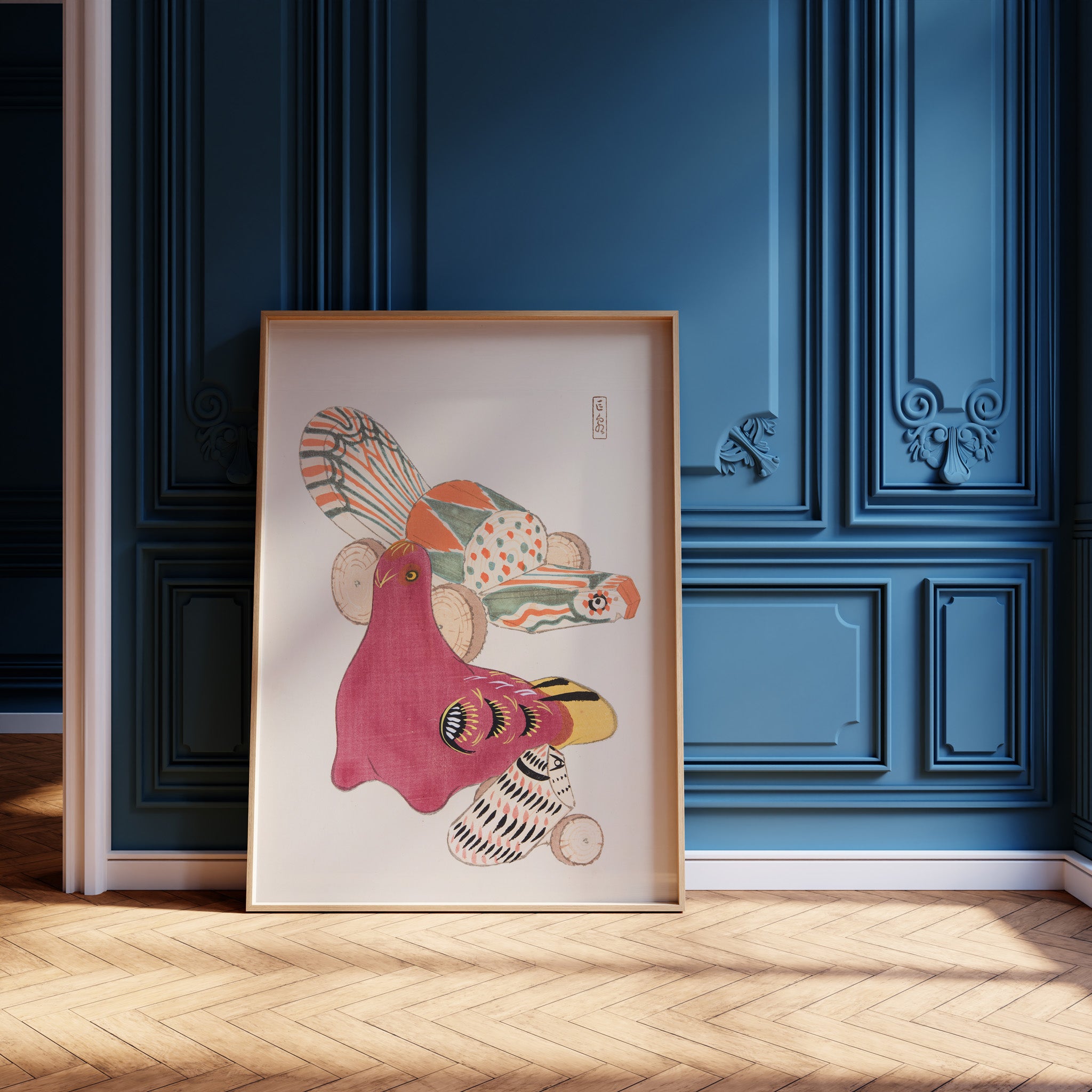Design Concept No. 12 for Kawasaki Kyosen: Kyosen’s Collected Illustrations of Japanese Toys Nr. 6 ("Patchwork Bird") Japanese Wall Art