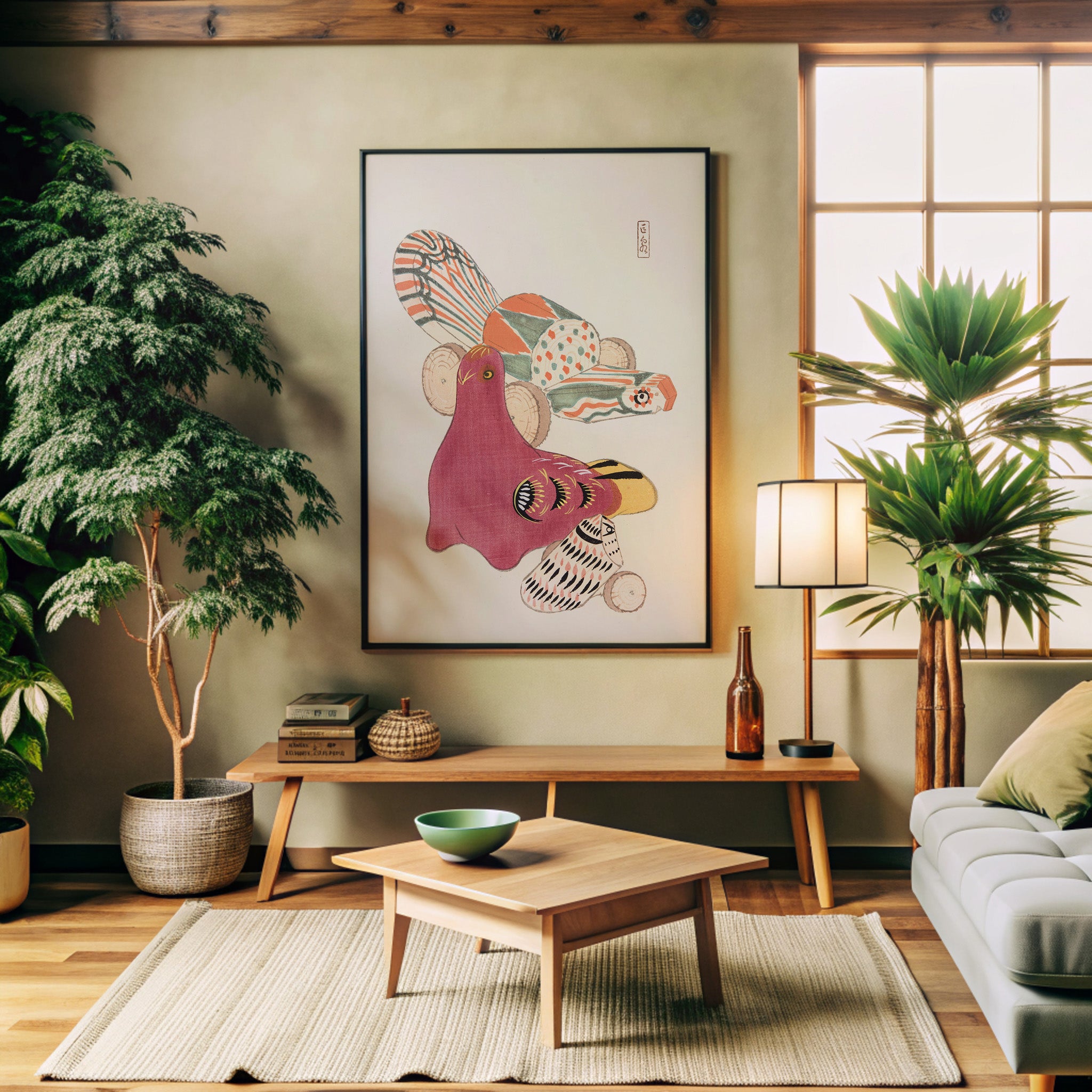 Design Concept No. 32 for Kawasaki Kyosen: Kyosen’s Collected Illustrations of Japanese Toys Nr. 6 ("Patchwork Bird") Japanese Wall Art