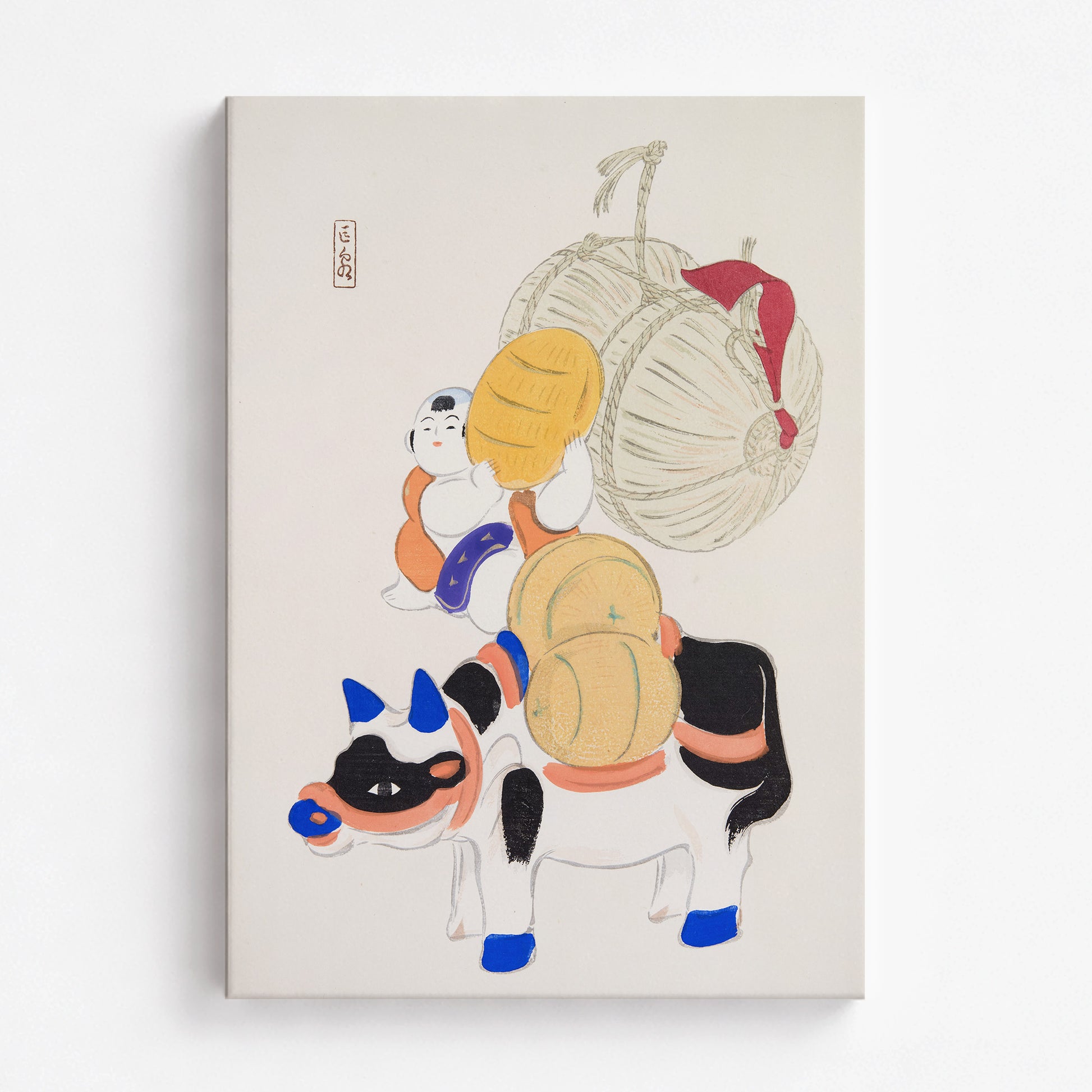 Kawasaki Kyosen: Kyosen’s Collected Illustrations of Japanese Toys Nr. 7 ("Harvest Journey"), 70x100cm Satin Canvas Art Reproduction