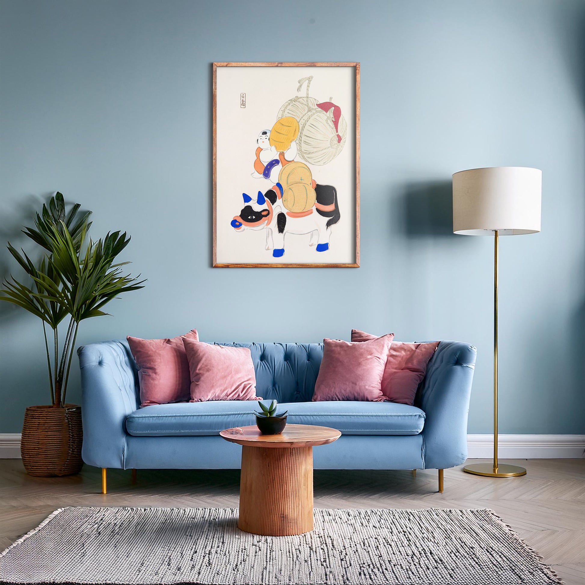 Design Concept No. 28 for Kawasaki Kyosen: Kyosen’s Collected Illustrations of Japanese Toys Nr. 7 ("Harvest Journey") Japanese Wall Art