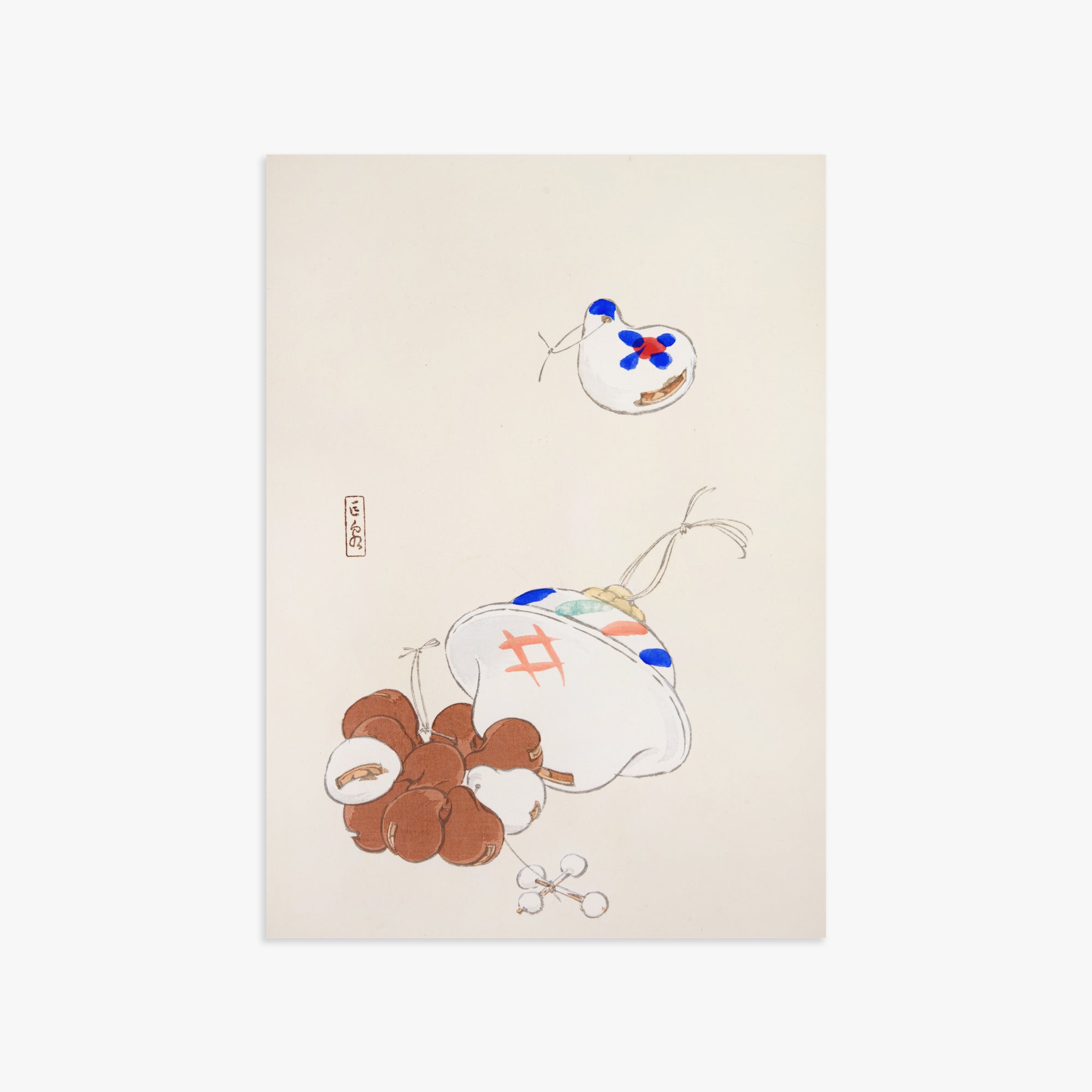 Kawasaki Kyosen: Kyosen’s Collected Illustrations of Japanese Toys Nr. 8 ("Zen Garden Treasures"), 50x70cm Art Reproduction Unframed