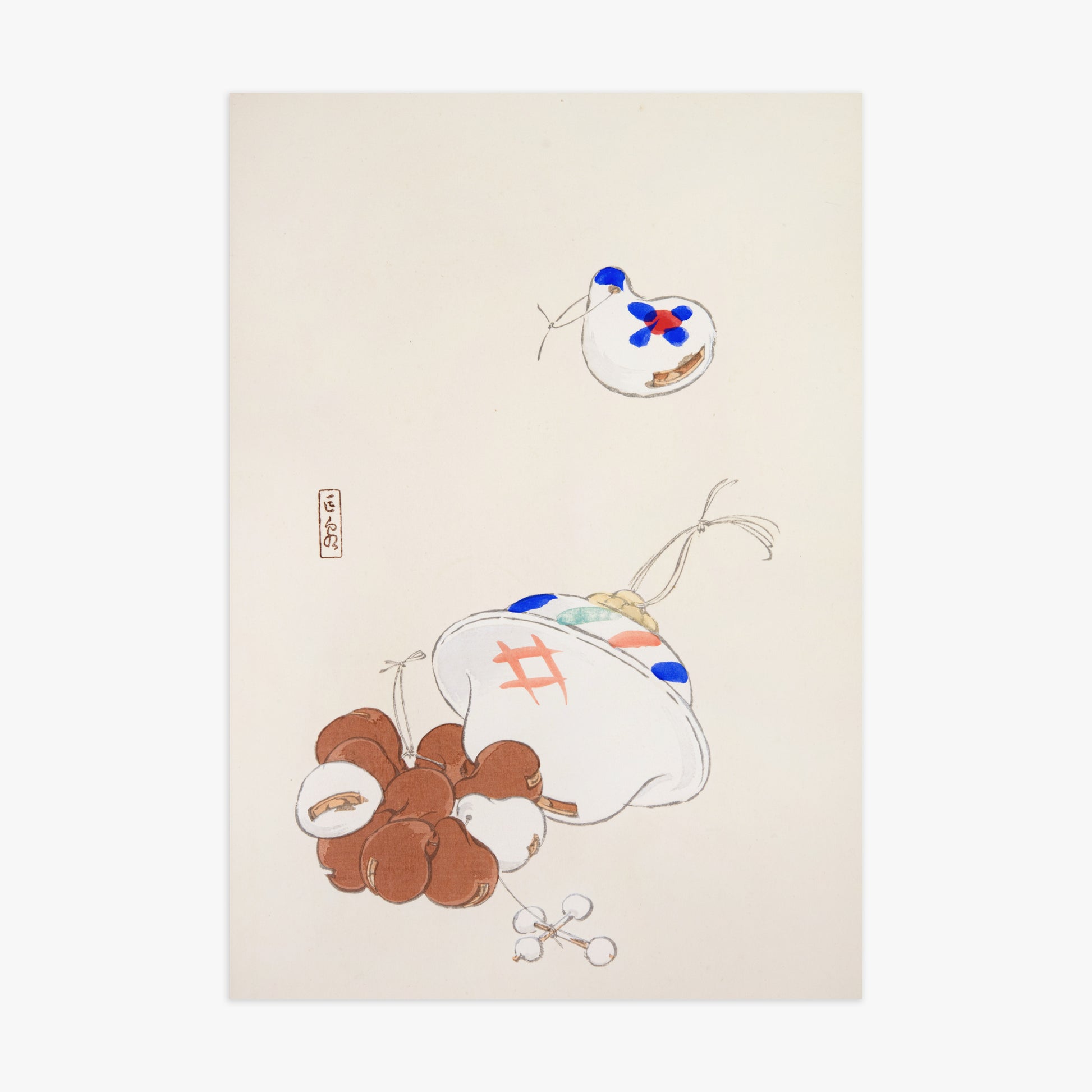 Kawasaki Kyosen: Kyosen’s Collected Illustrations of Japanese Toys Nr. 8 ("Zen Garden Treasures"), 70x100cm Art Reproduction Unframed