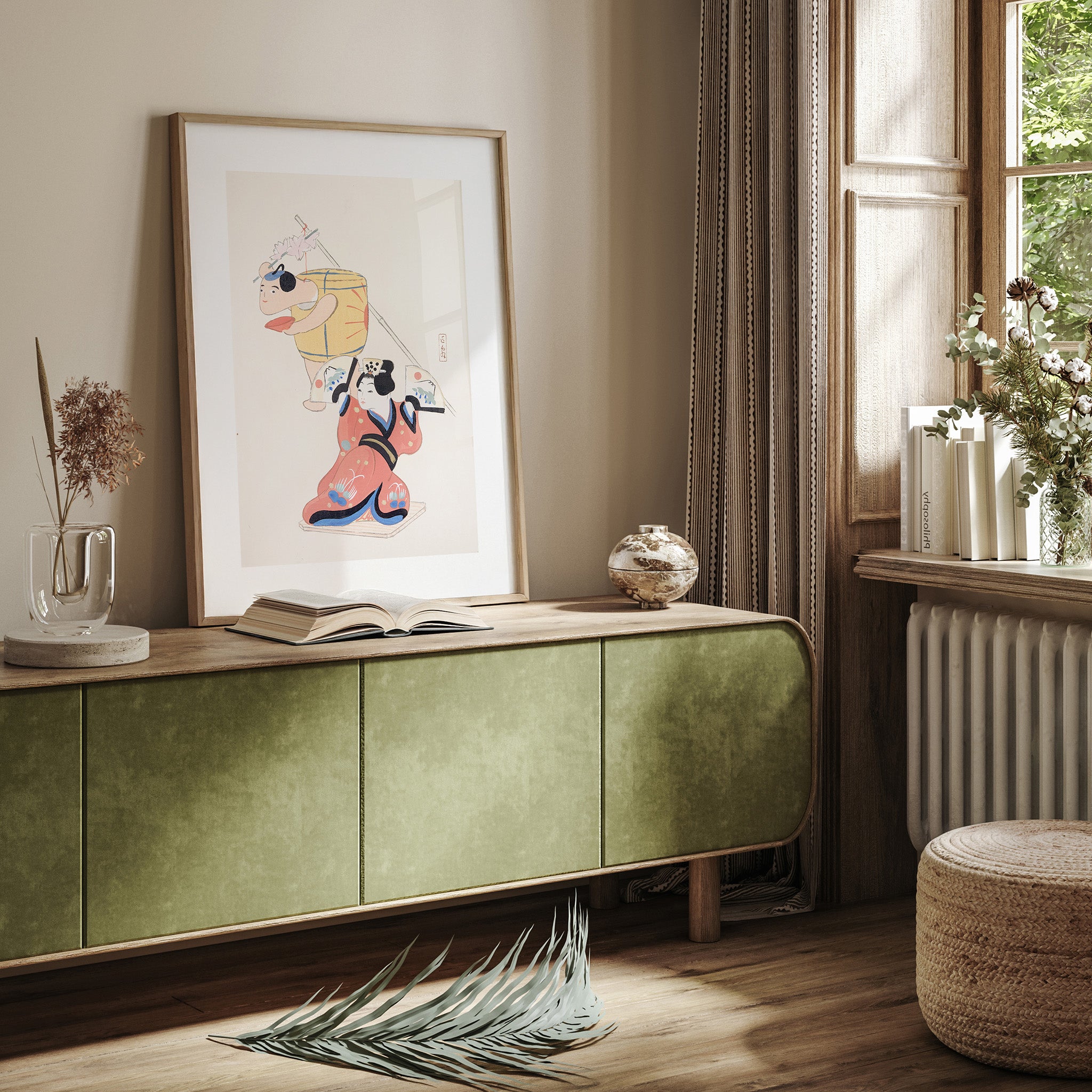 Design Concept No. 23 for Kawasaki Kyosen: Kyosen’s Collected Illustrations of Japanese Toys Nr. 10 ("Festival Dancers") Japanese Wall Art