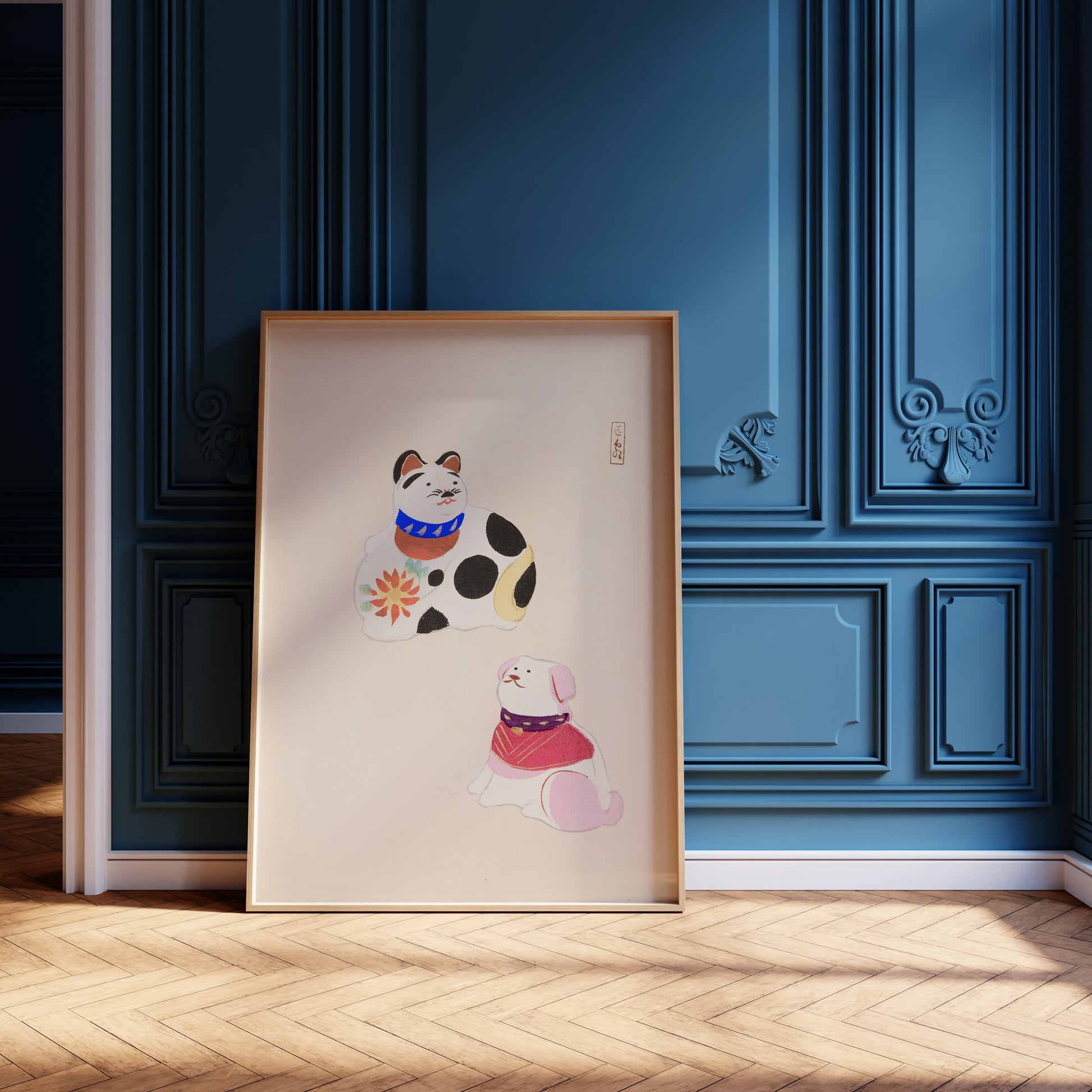 Design Concept No. 12 for Kawasaki Kyosen: Kyosen’s Collected Illustrations of Japanese Toys Nr. 11 ("Lucky Friends") Japanese Wall Art