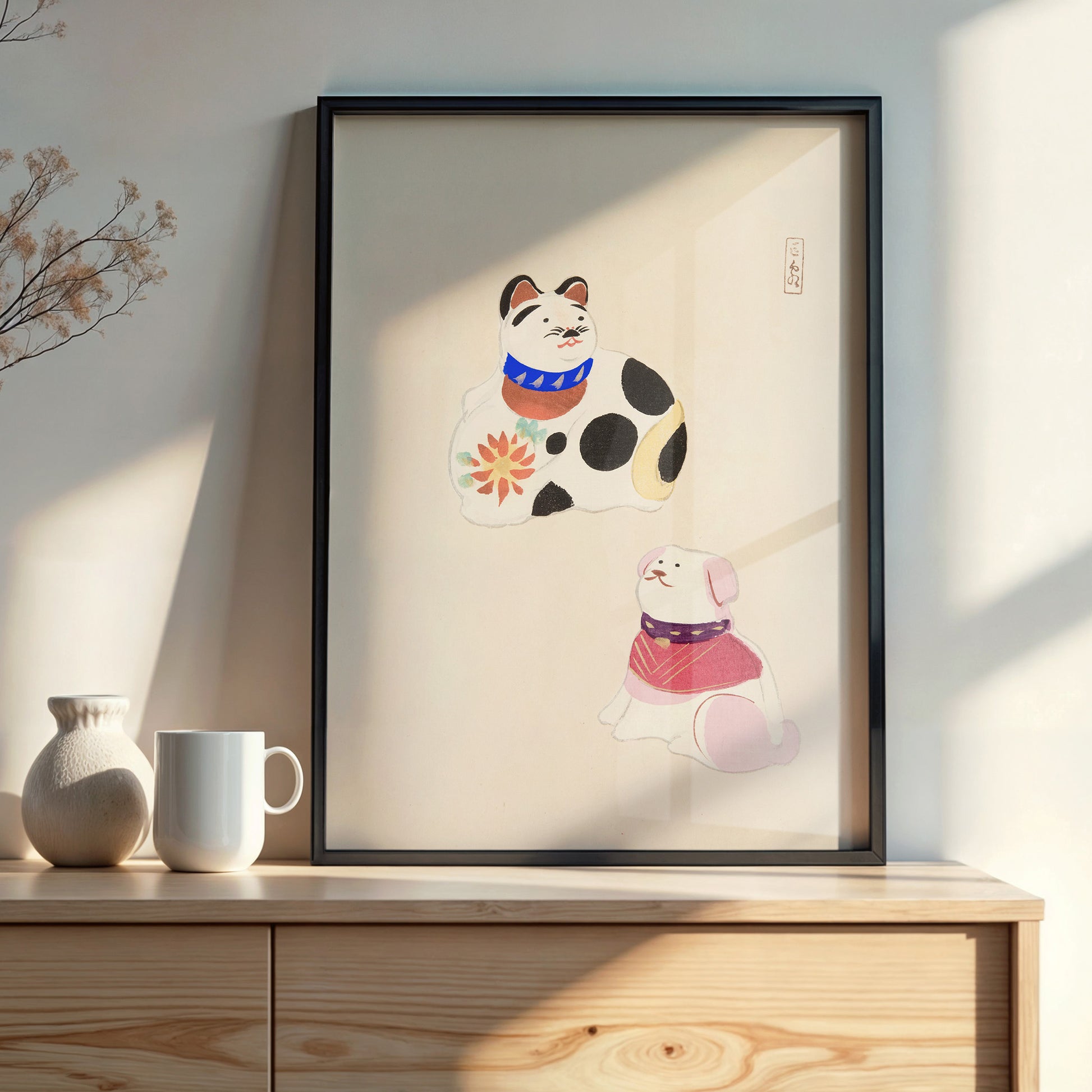 Design Concept No. 22 for Kawasaki Kyosen: Kyosen’s Collected Illustrations of Japanese Toys Nr. 11 ("Lucky Friends") Japanese Wall Art
