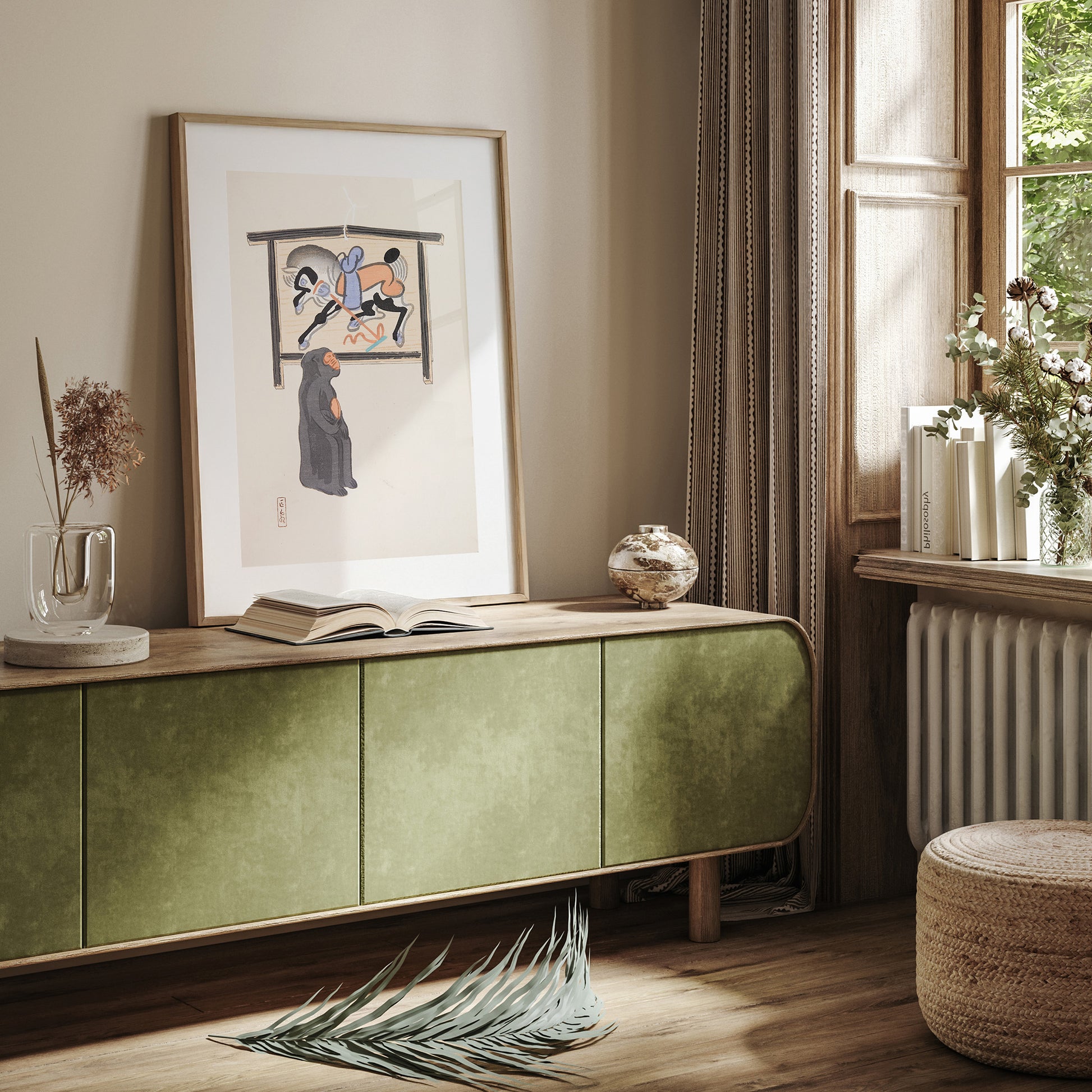 Design Concept No. 23 for Kawasaki Kyosen: Kyosen’s Collected Illustrations of Japanese Toys Nr. 12 ("Contemplative Monkey") Japanese Wall Art