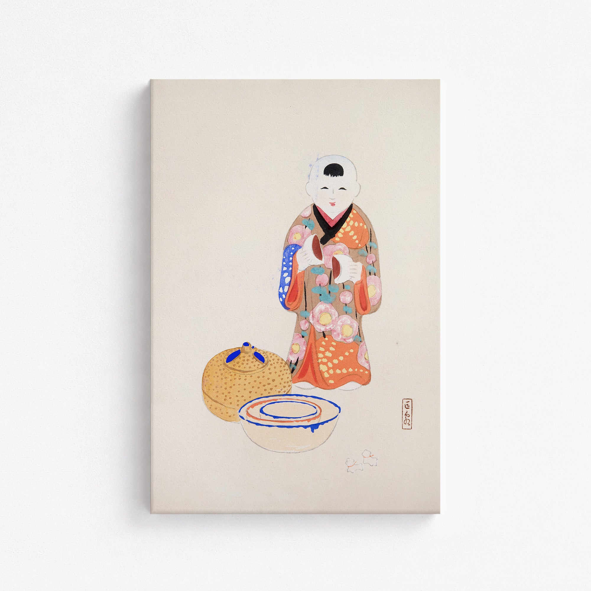 Collection d'illustrations de jouets japonais de Kyosen n° 16 ("Cérémonie du thé sereine")