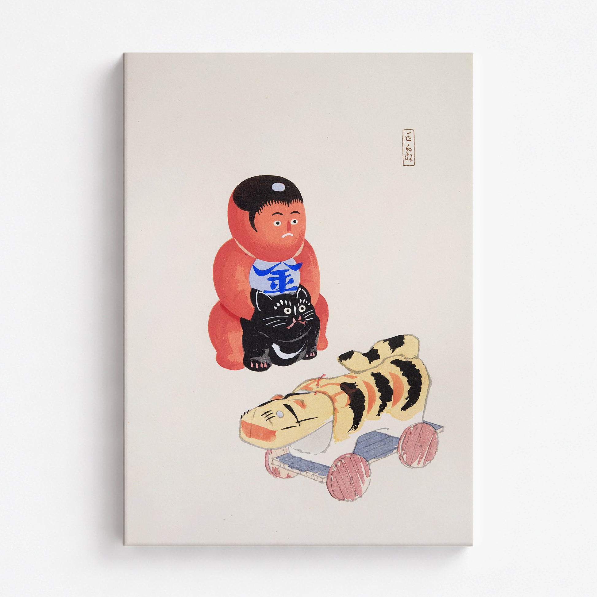 Kawasaki Kyosen: Kyosen’s Collected Illustrations of Japanese Toys Nr. 17 ("Mini Samurai"), 70x100cm Satin Canvas Art Reproduction