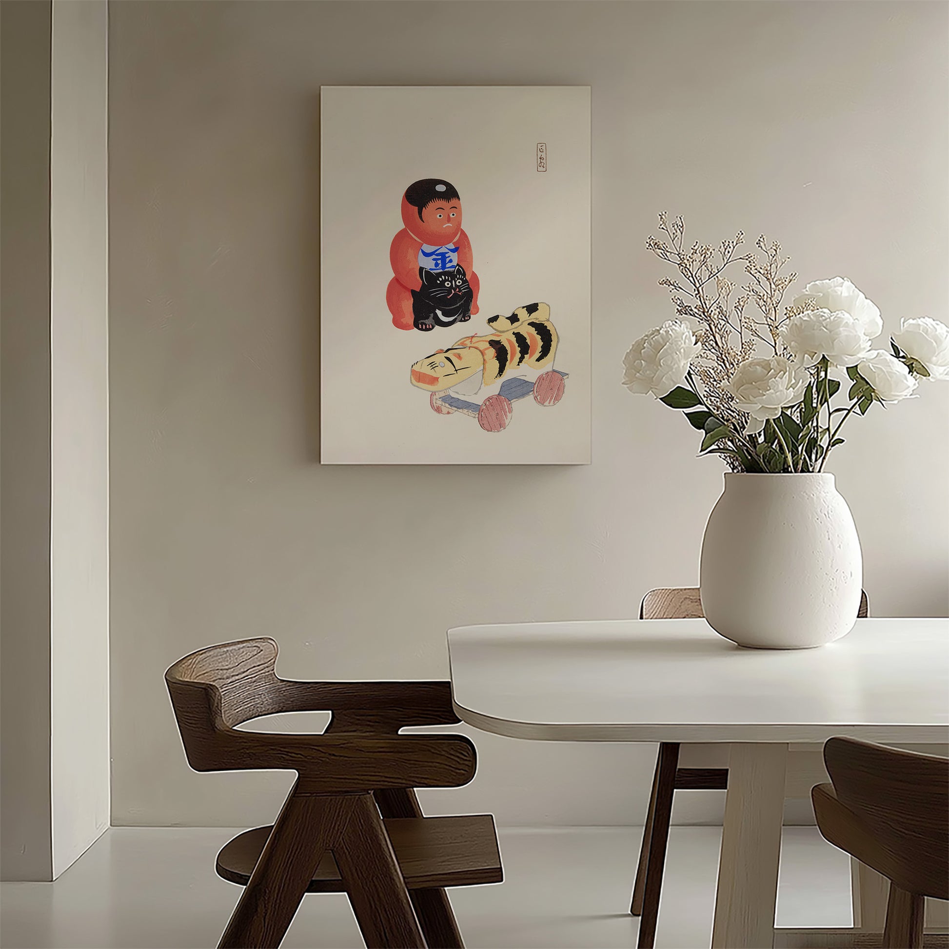 Design Concept No. 58 for Kawasaki Kyosen: Kyosen’s Collected Illustrations of Japanese Toys Nr. 17 ("Mini Samurai") Japanese Satin Canvas Wall Art