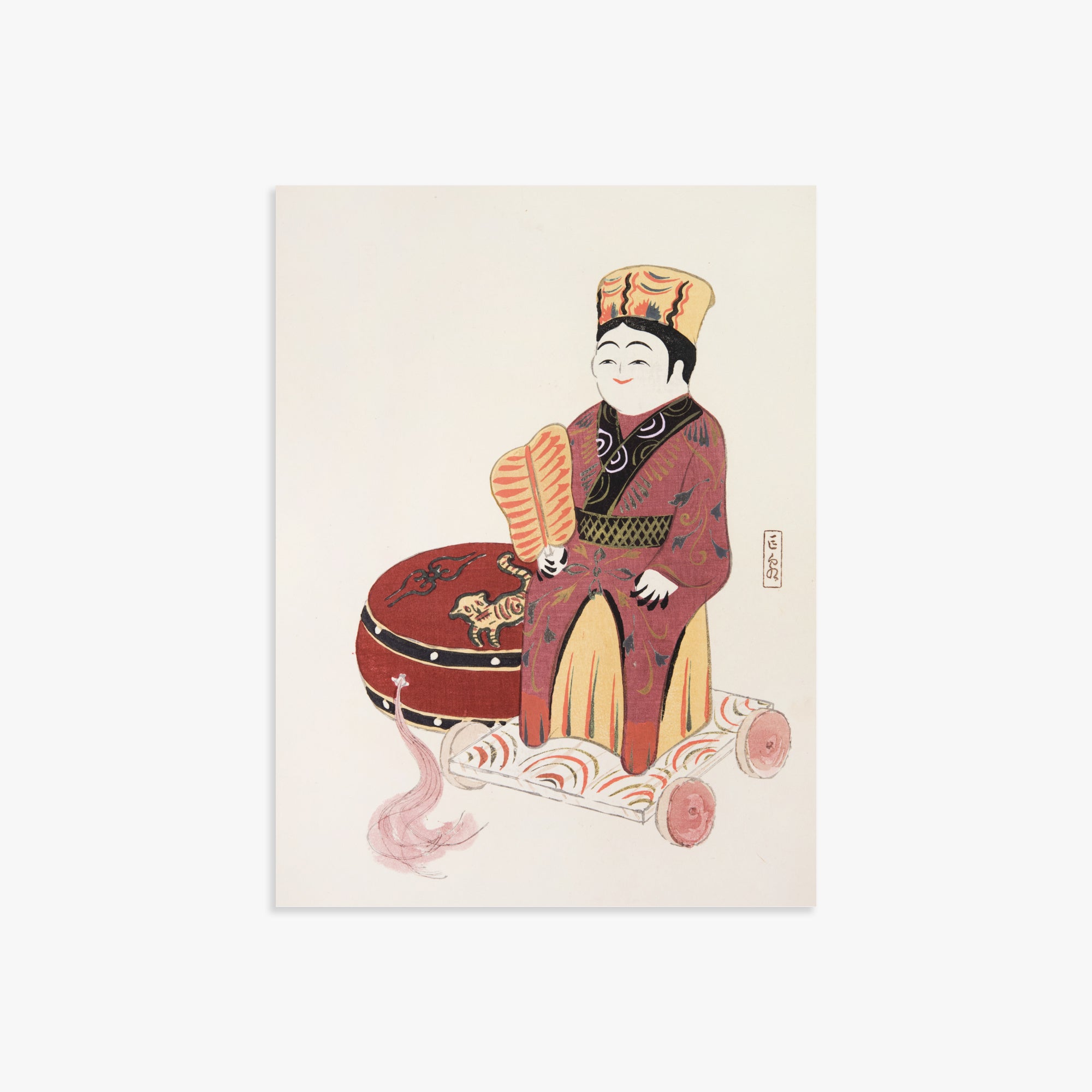 Kawasaki Kyosen: Kyosen’s Collected Illustrations of Japanese Toys Nr. 22 ("Serene Journey Through Ancient Traditions"), 30x40cm Art Reproduction Unframed