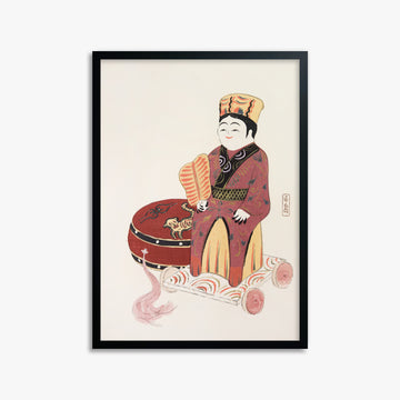 Kawasaki Kyosen: Kyosen’s Collected Illustrations of Japanese Toys Nr. 22 ("Serene Journey Through Ancient Traditions"), 50x70cm Framed Art Reproduction With Black Frame