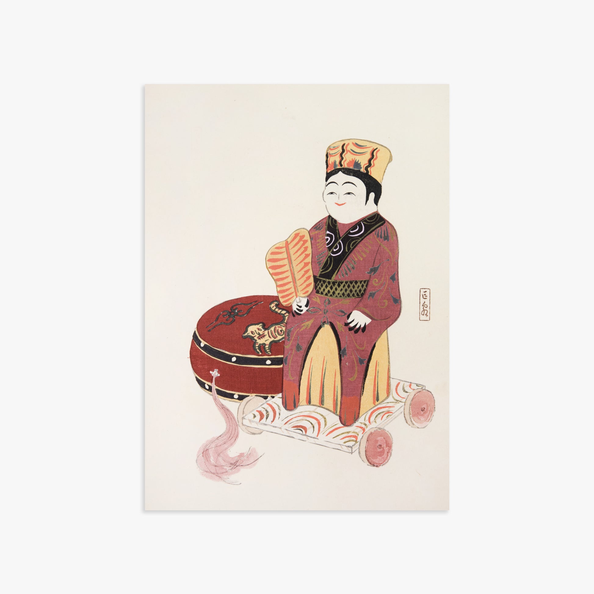 Kawasaki Kyosen: Kyosen’s Collected Illustrations of Japanese Toys Nr. 22 ("Serene Journey Through Ancient Traditions"), 50x70cm Art Reproduction Unframed