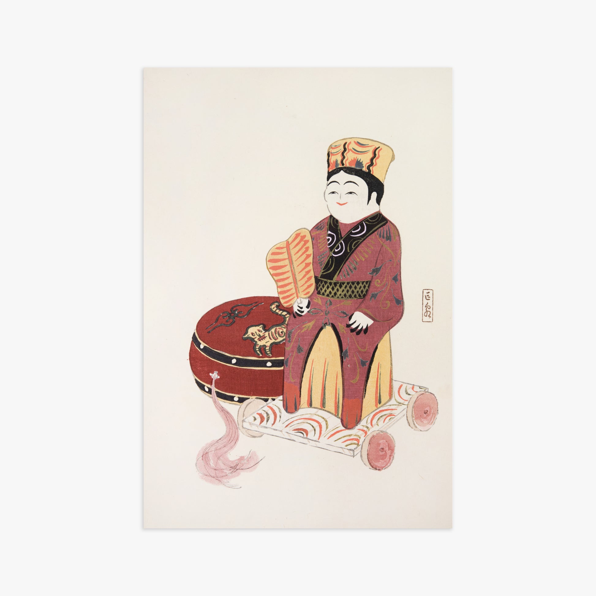 Kawasaki Kyosen: Kyosen’s Collected Illustrations of Japanese Toys Nr. 22 ("Serene Journey Through Ancient Traditions"), 61x91cm Art Reproduction Unframed