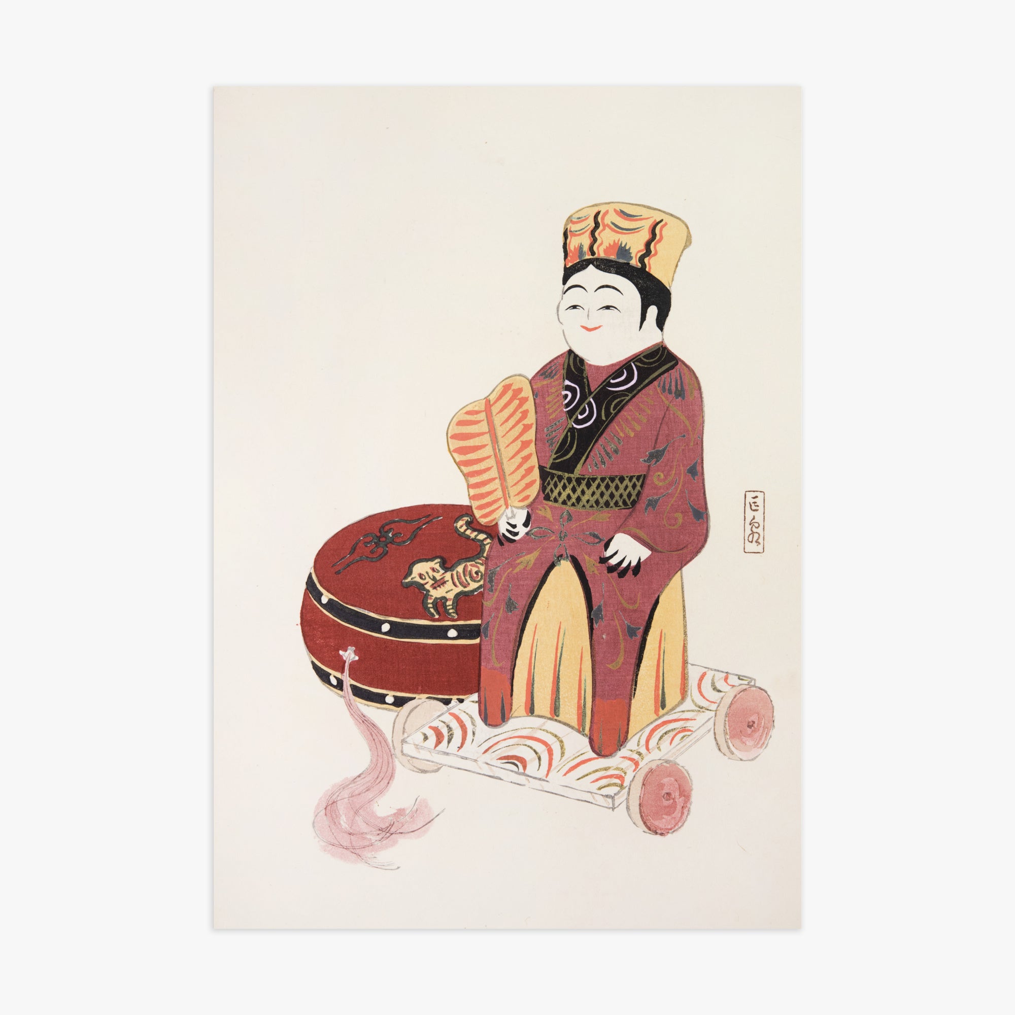 Kawasaki Kyosen: Kyosen’s Collected Illustrations of Japanese Toys Nr. 22 ("Serene Journey Through Ancient Traditions"), 70x100cm Art Reproduction Unframed